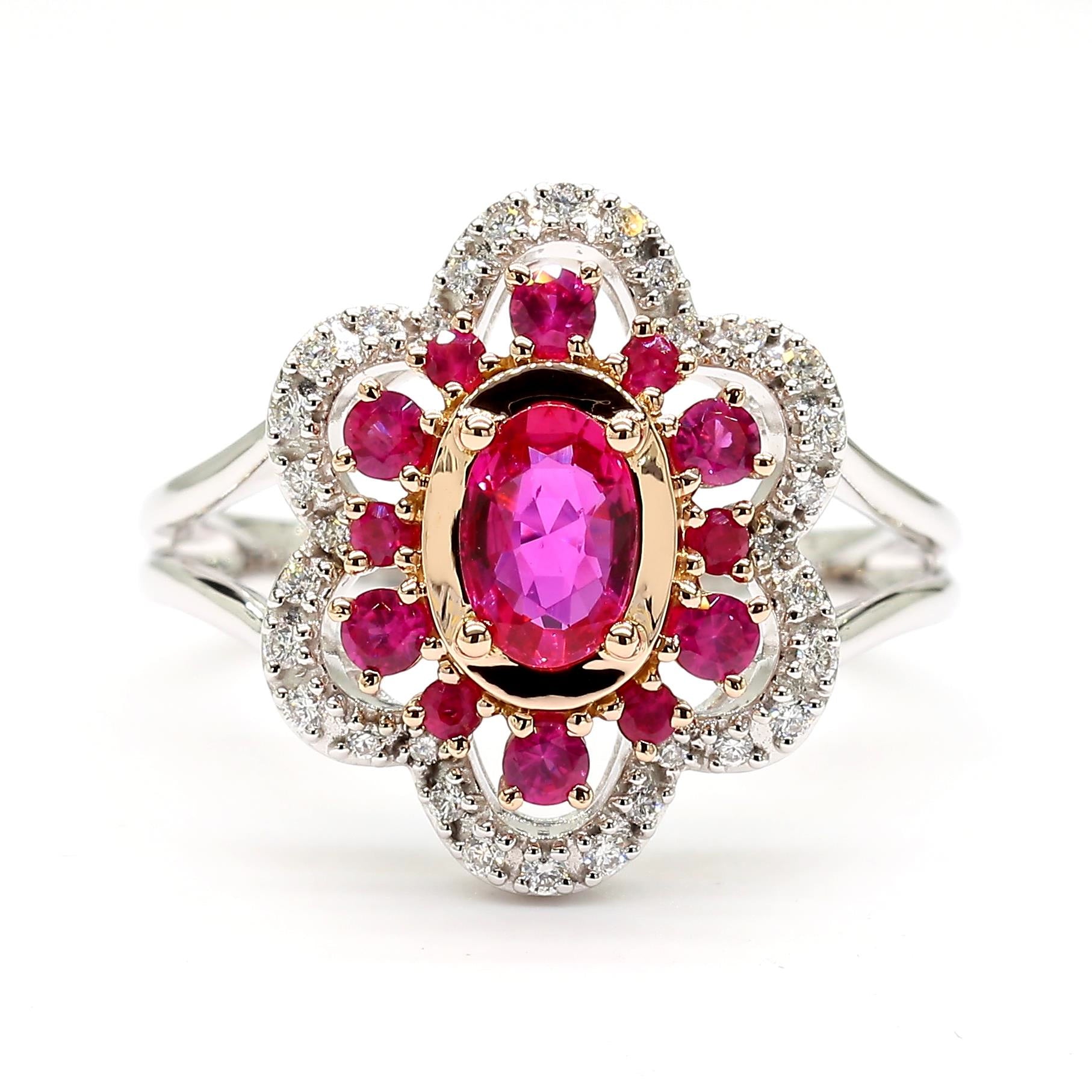 Natural Ruby & White Diamond Floral Ring product image 3