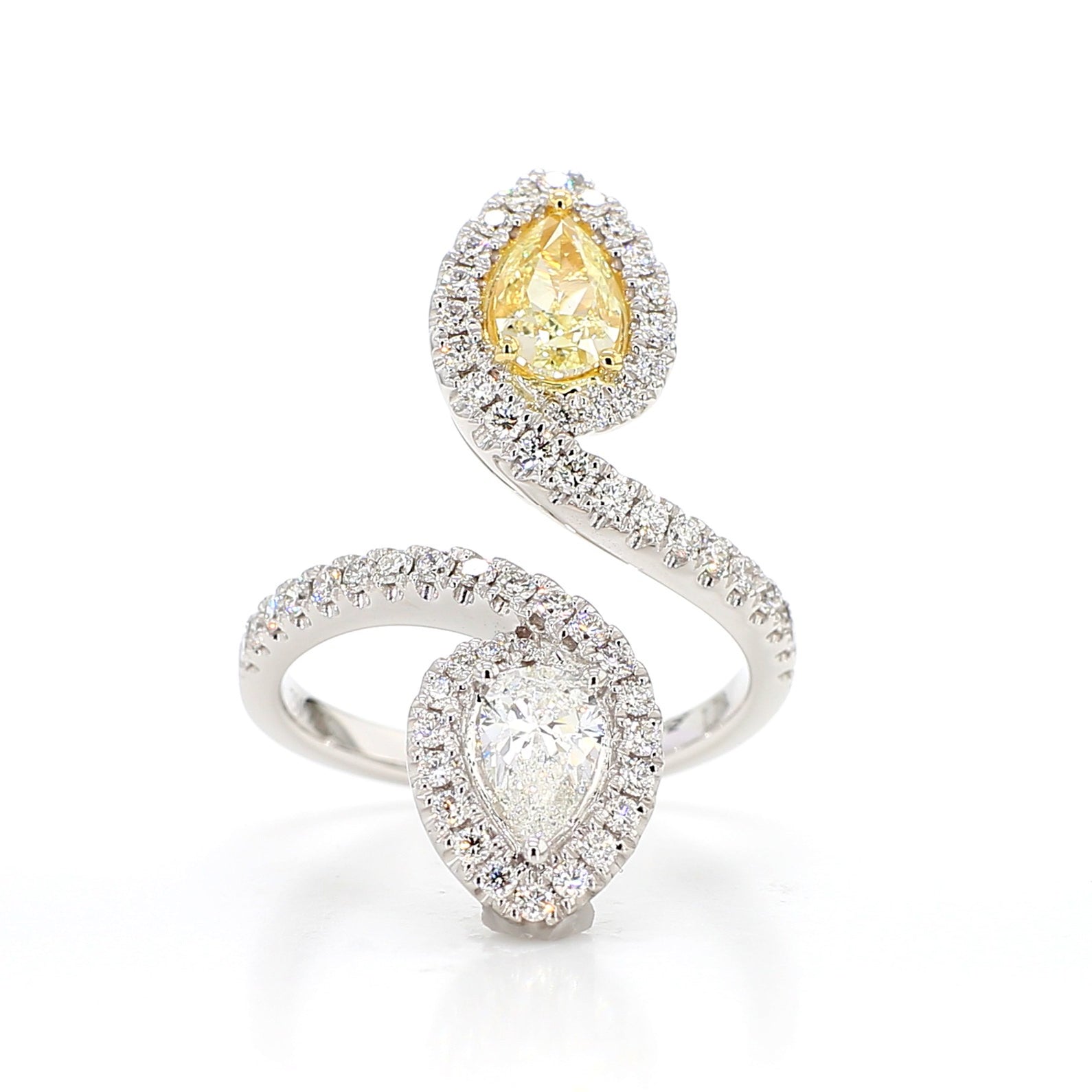 Natural Yellow & White Diamond Serpent Crossover Ring product image 3
