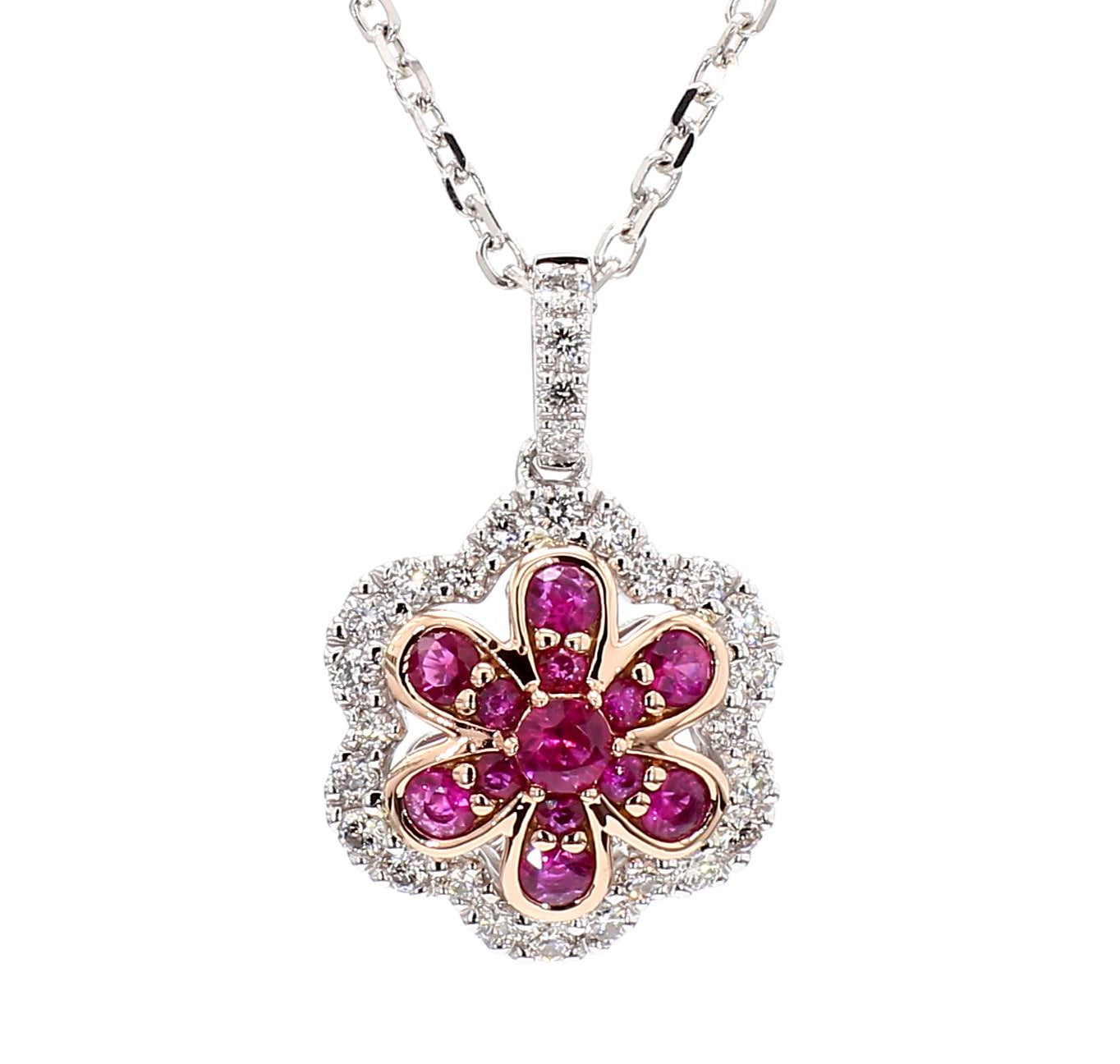Natural Ruby & Diamond Floral Necklace product image 3