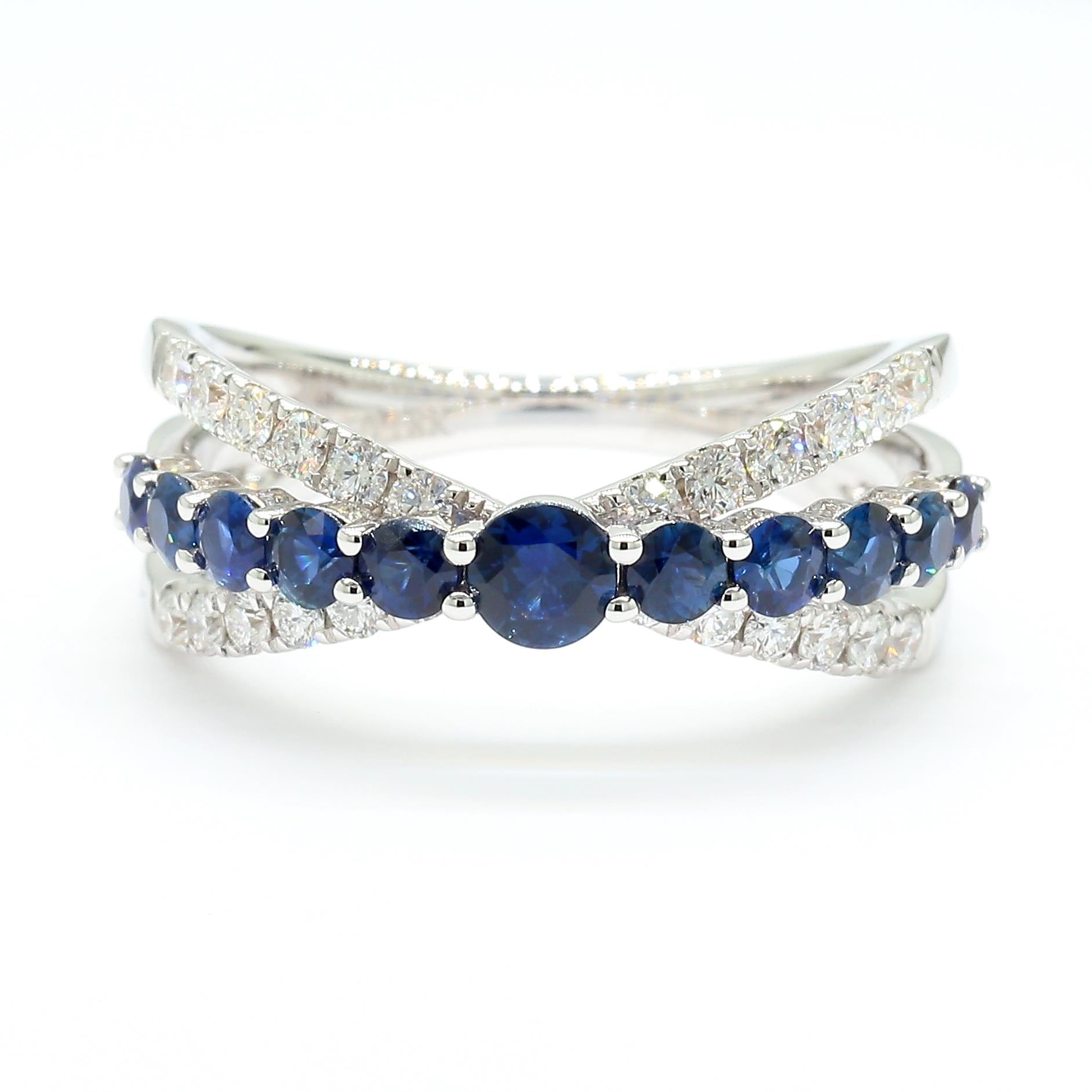 Natural Blue Sapphire & Diamond Crossover Ring product image 3