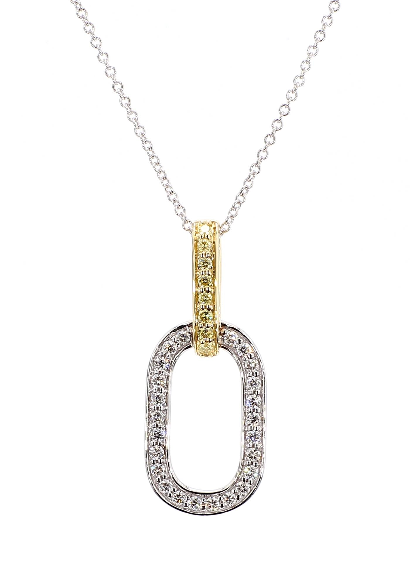 Natural Yellow & White Diamond Oval Pendant product image 3