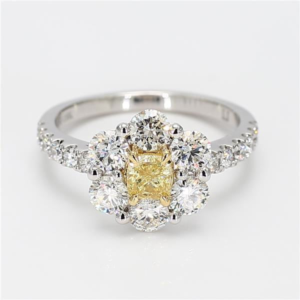 Natural Yellow Cushion Cut Diamond Halo Ring product image 3
