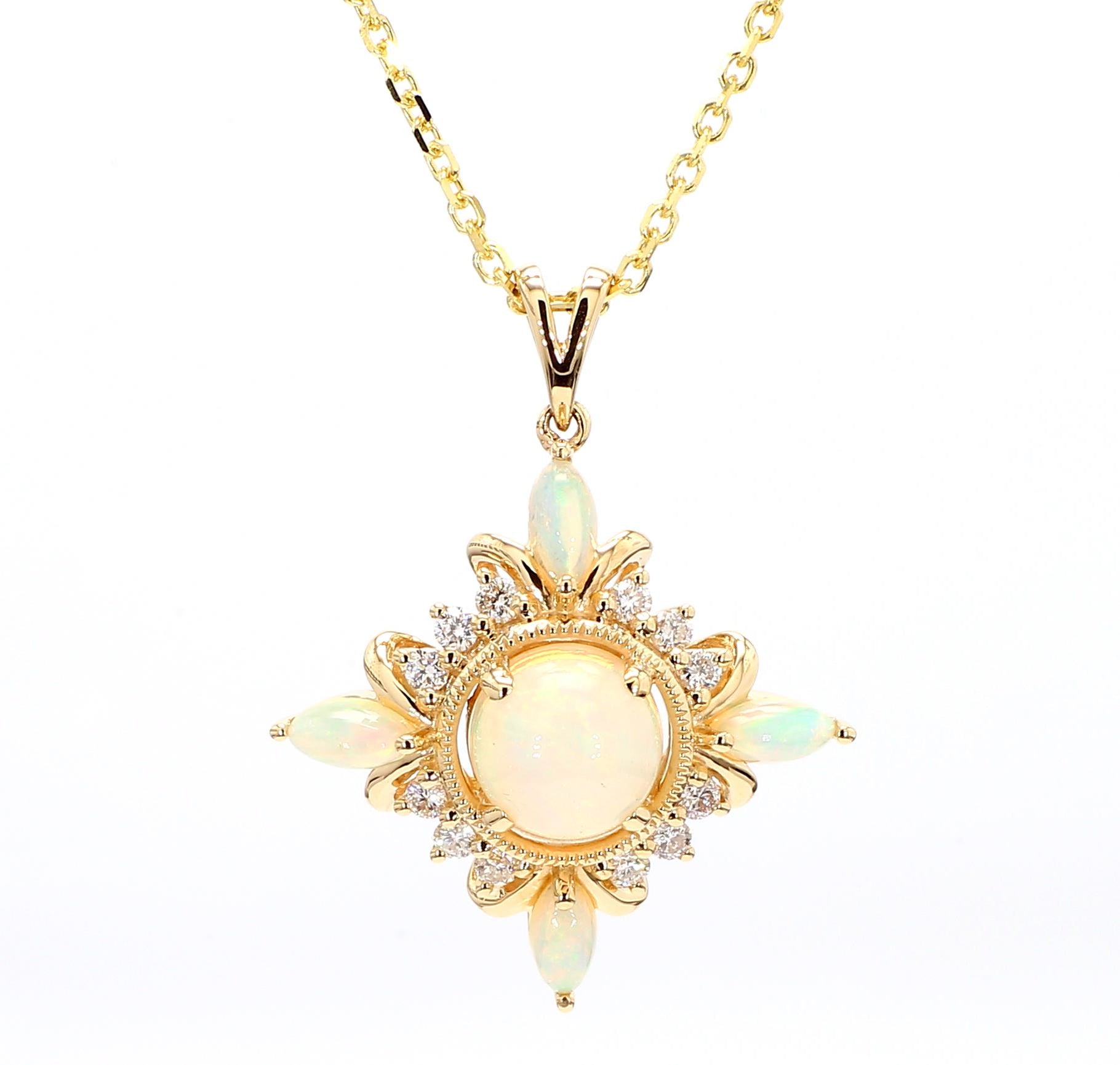 Natural Round Opal & White Diamond Pendant product image 3