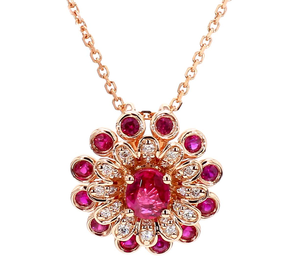Natural Ruby & Diamond Floral Necklace product image 3