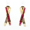 Natural Ruby & Diamond Crossover Hoop Earrings product image 3
