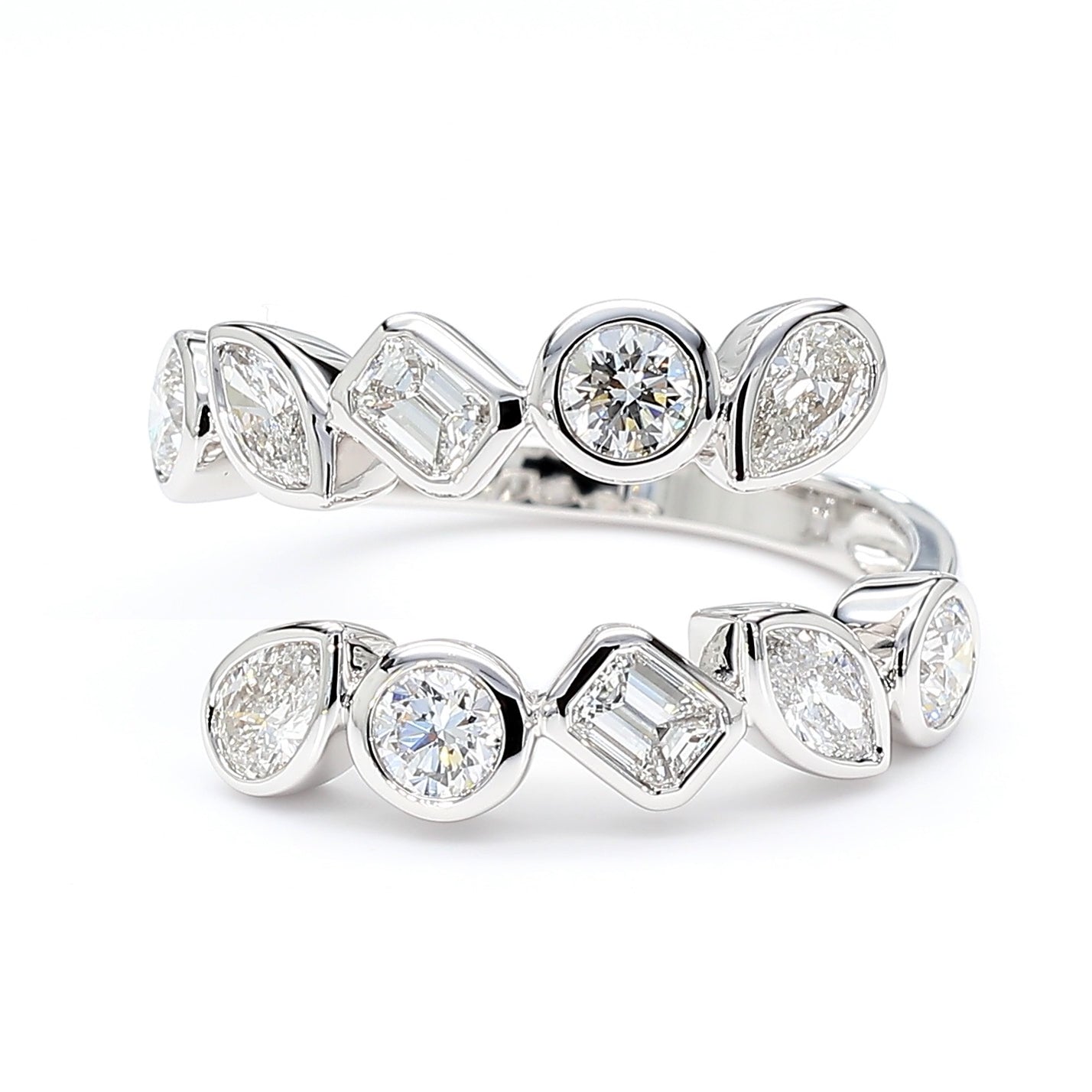 Natural Multi-Shape Diamond Crossover Bezel Ring product image 3