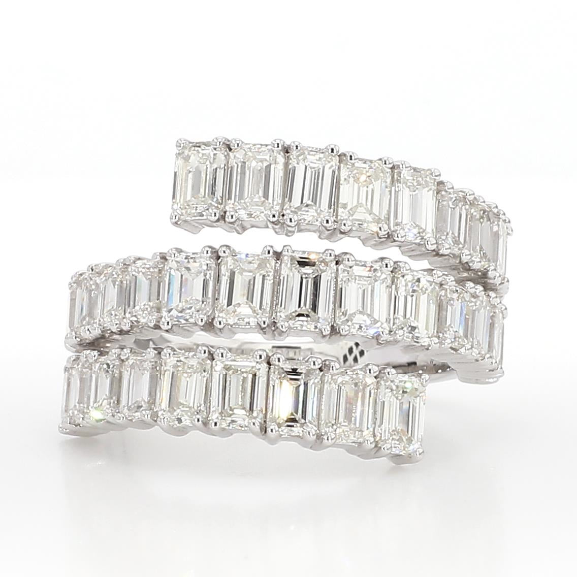 Natural Emerald Cut Diamond Spiral Ring product image 3