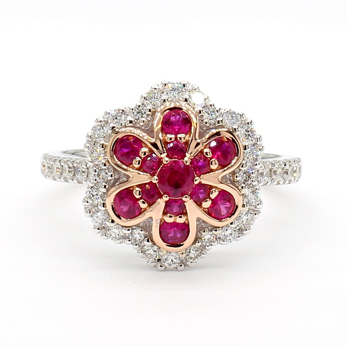Natural Ruby & White Floral Diamond Ring product image 3