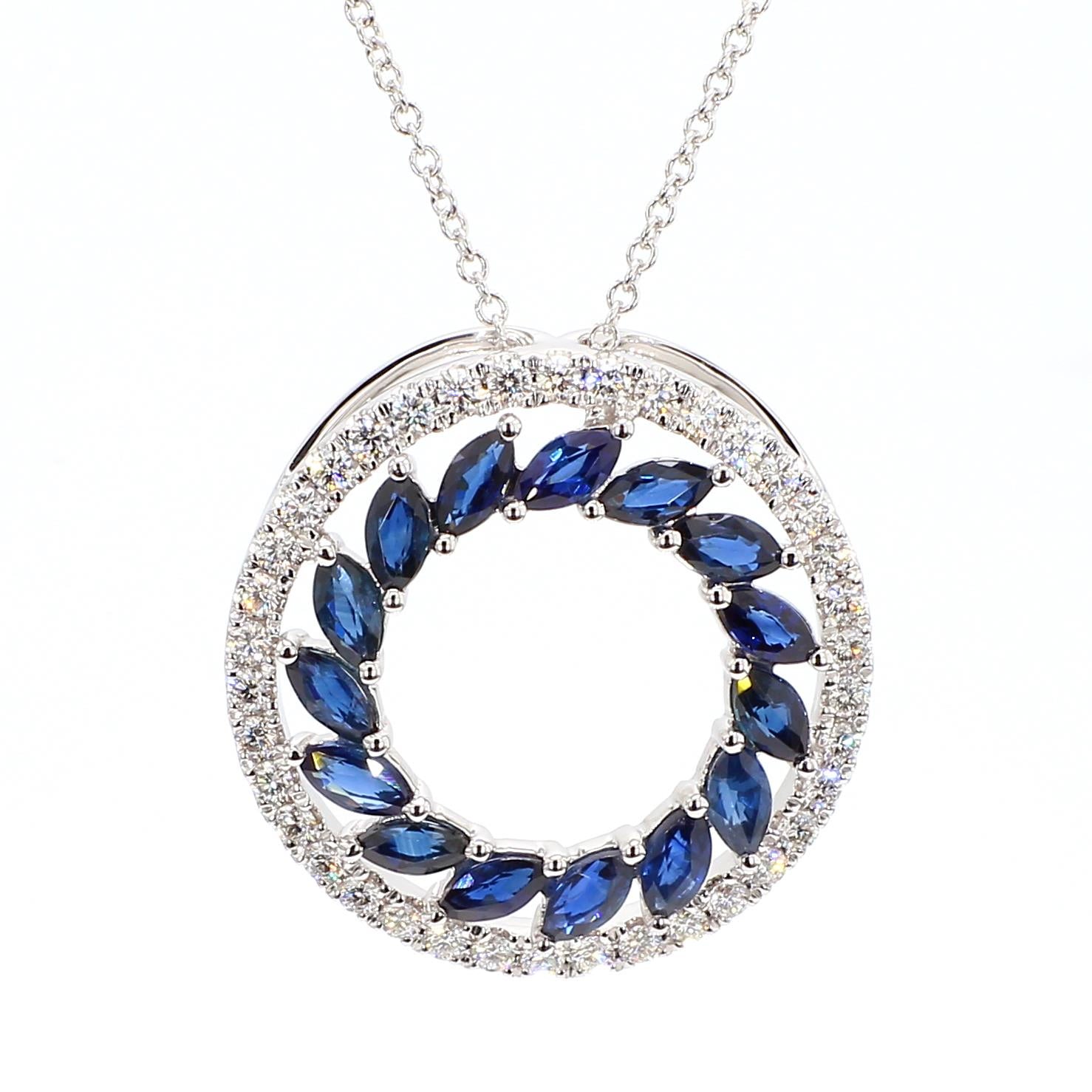 Natural Sapphire & Diamond Circle Necklace product image 3