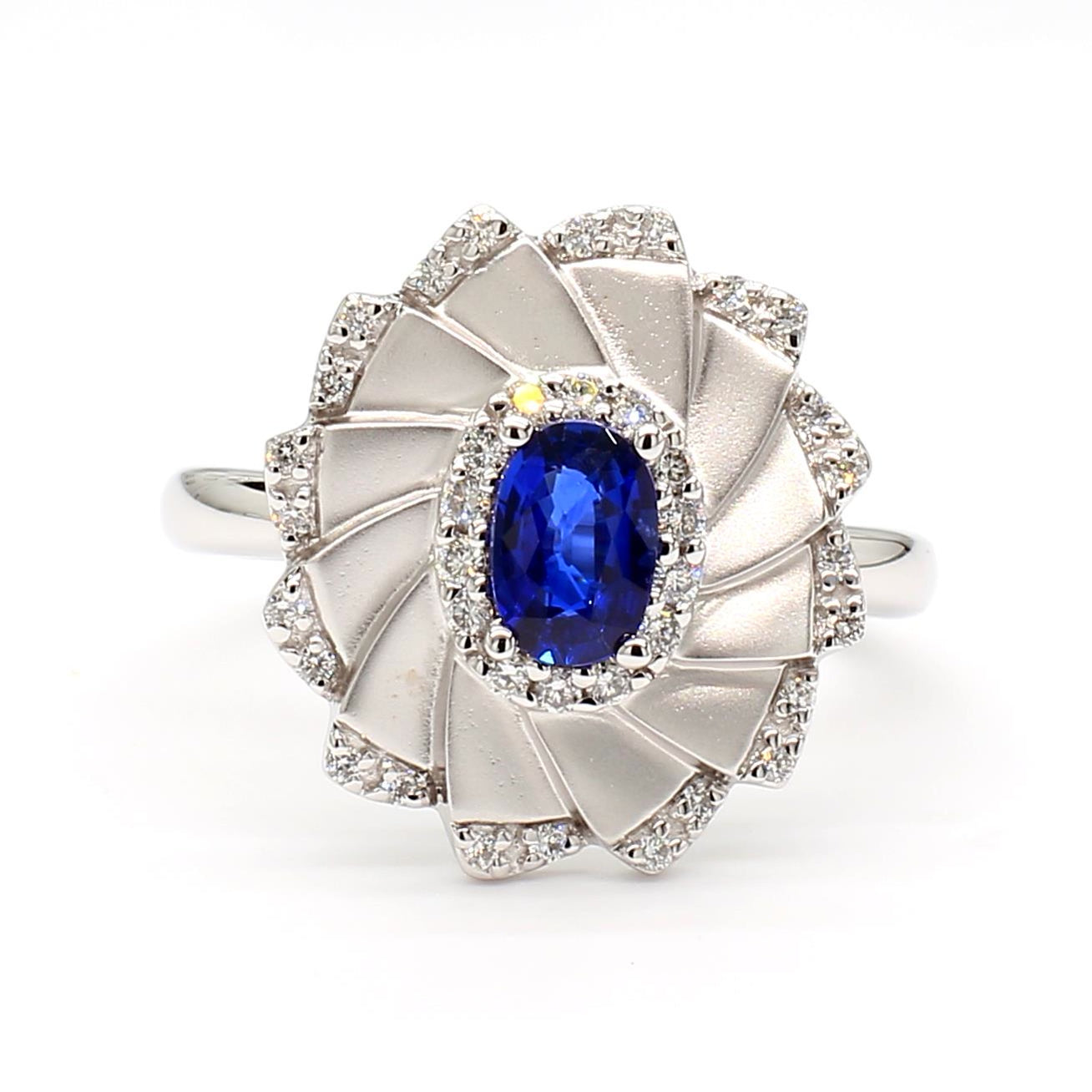 Natural Oval Sapphire & Diamond Fan Ring product image 3