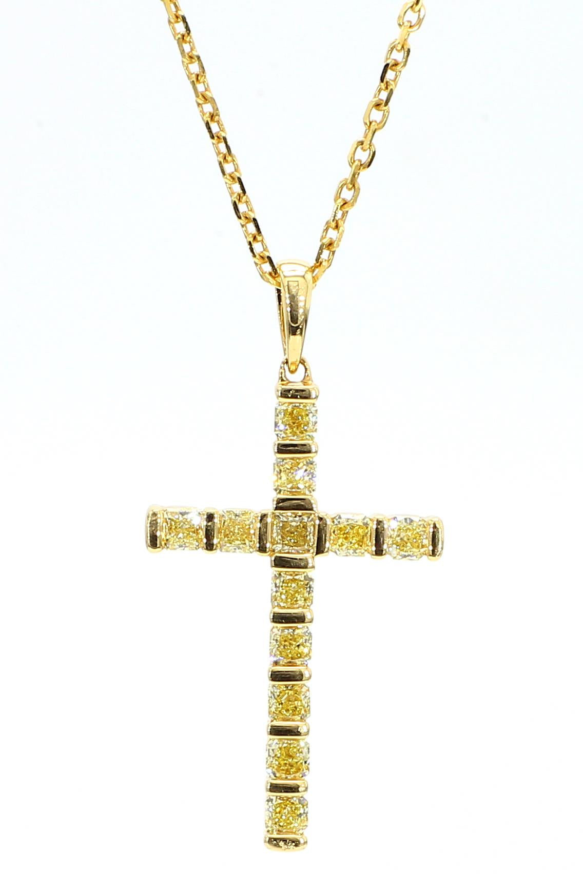 Natural Yellow Diamond Cross Necklace product image 3