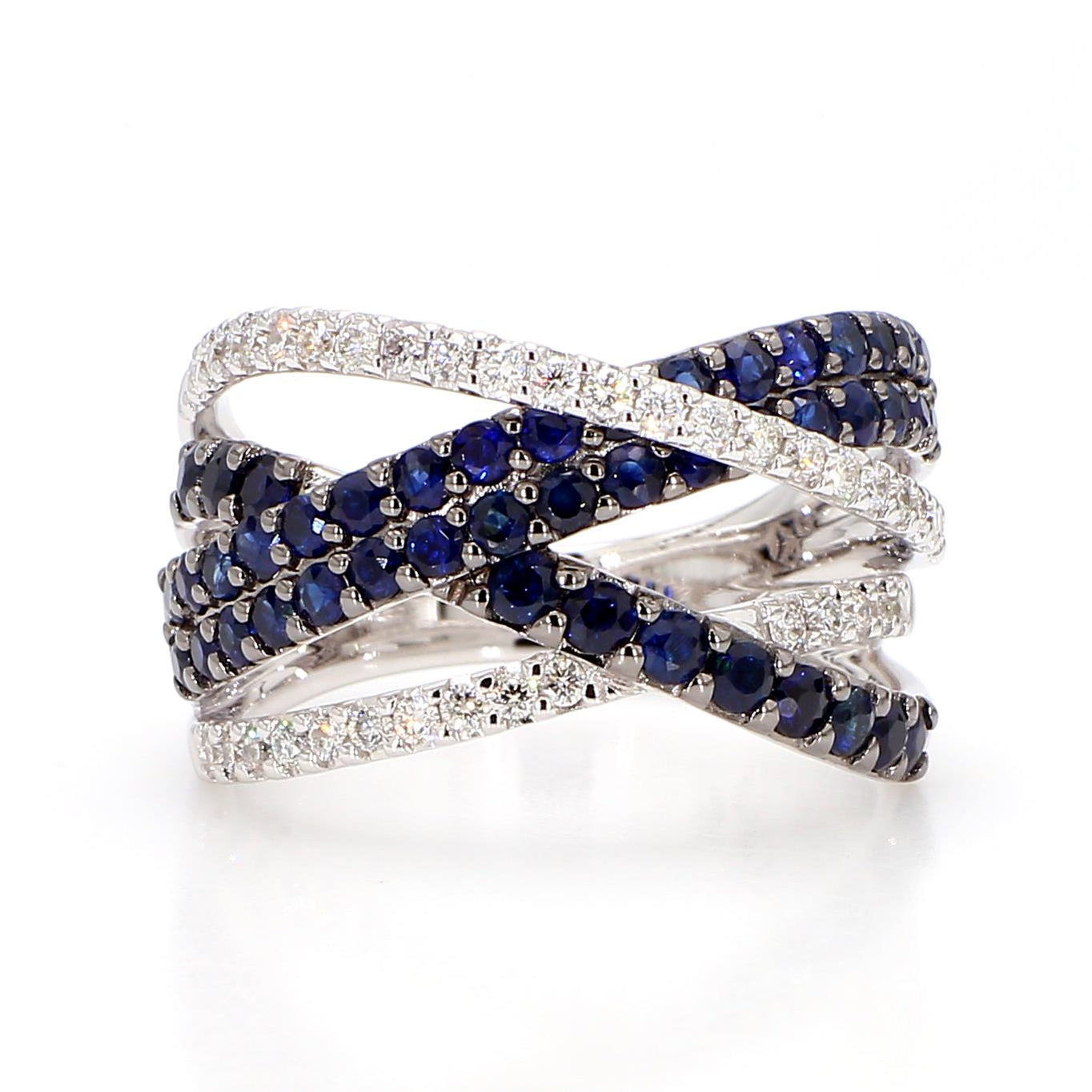 Natural Sapphire & White Diamond Crossover Band product image 3