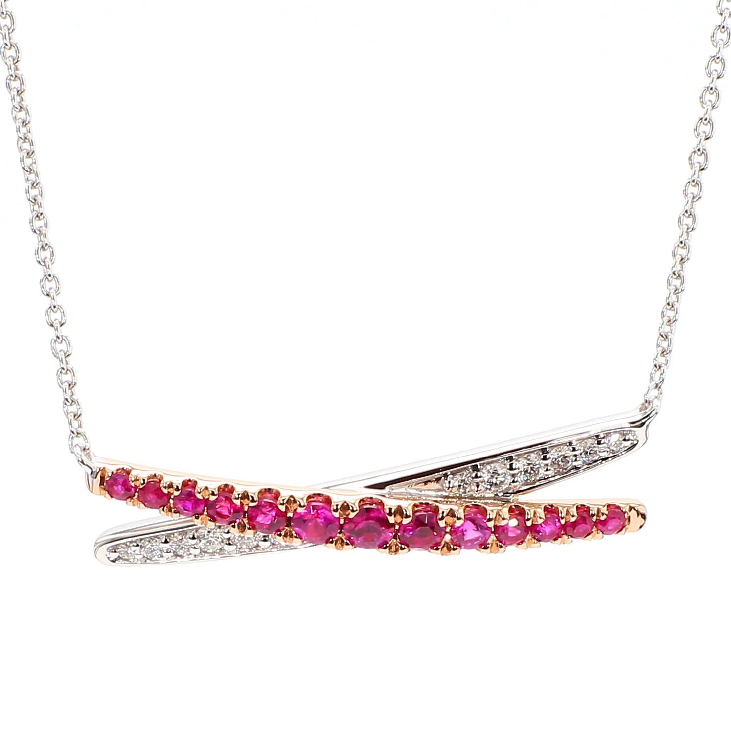 Natural Ruby & Diamond Crossover Necklace product image 2