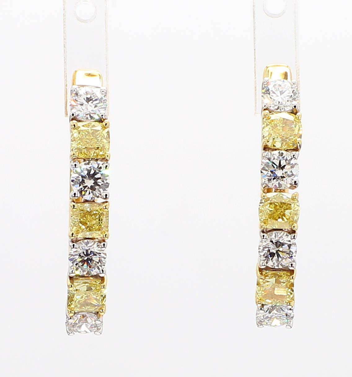 Natural Yellow & White Diamond Hoop Earring product image 3