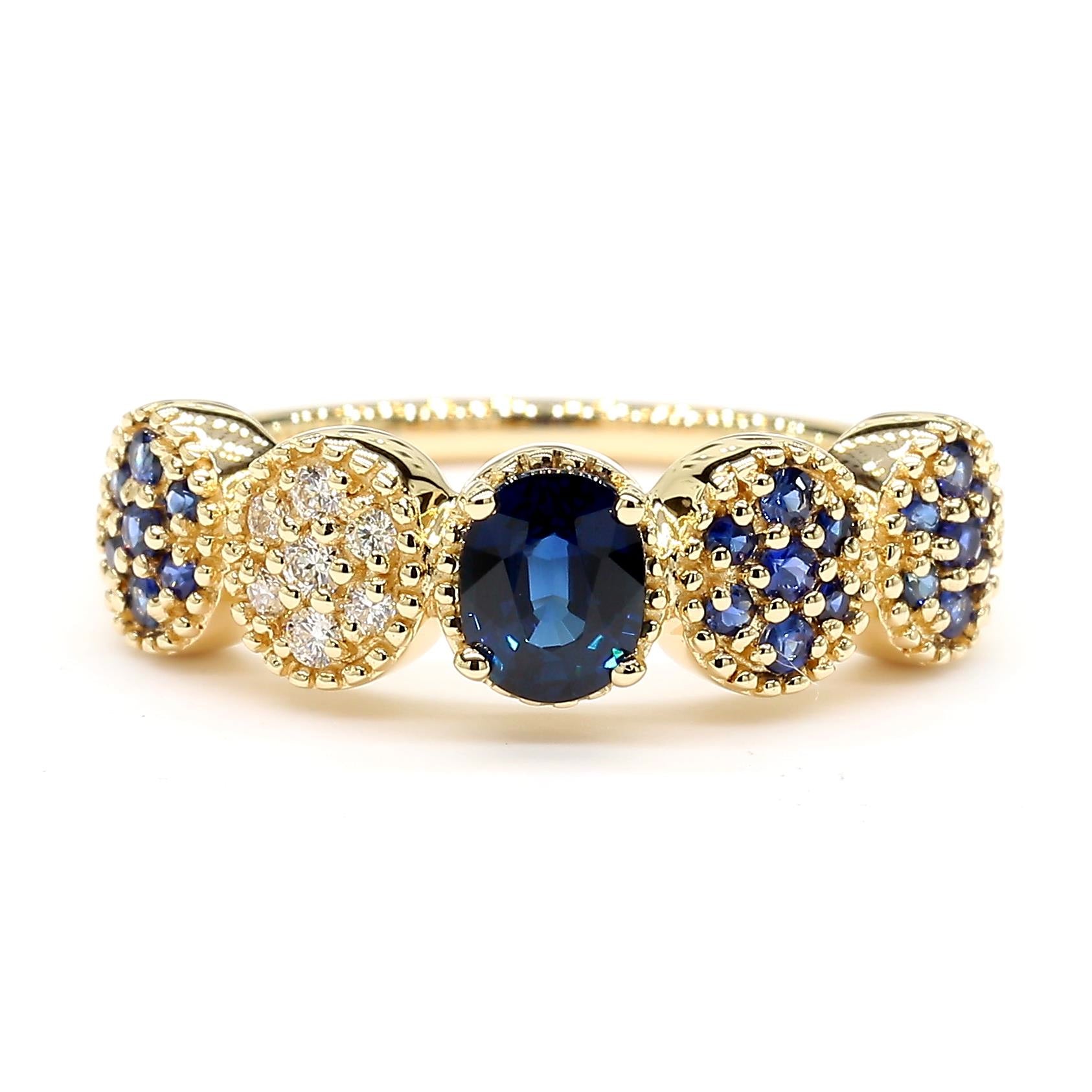 Natural Oval Sapphire & White Diamond Ring product image 3