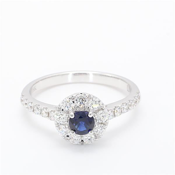 Natural Blue Sapphire & White Diamond Halo Ring product image 3