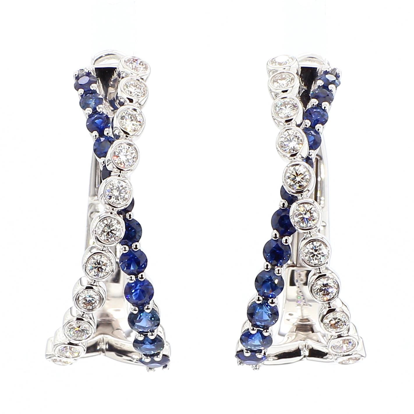Natural Sapphire & Diamond Hoop Earrings product image 3