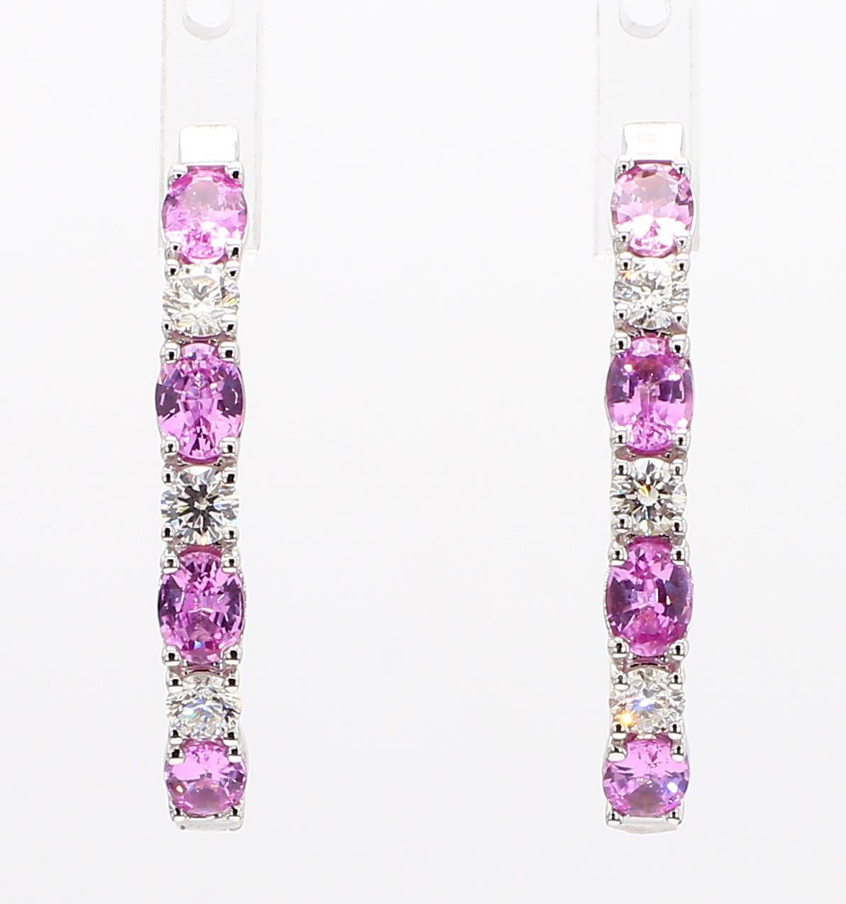 Natural Pink Sapphire & Diamond Hoop Earring product image 3