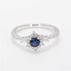 Natural Blue Round Sapphire & White Halo Diamond Ring product image 3