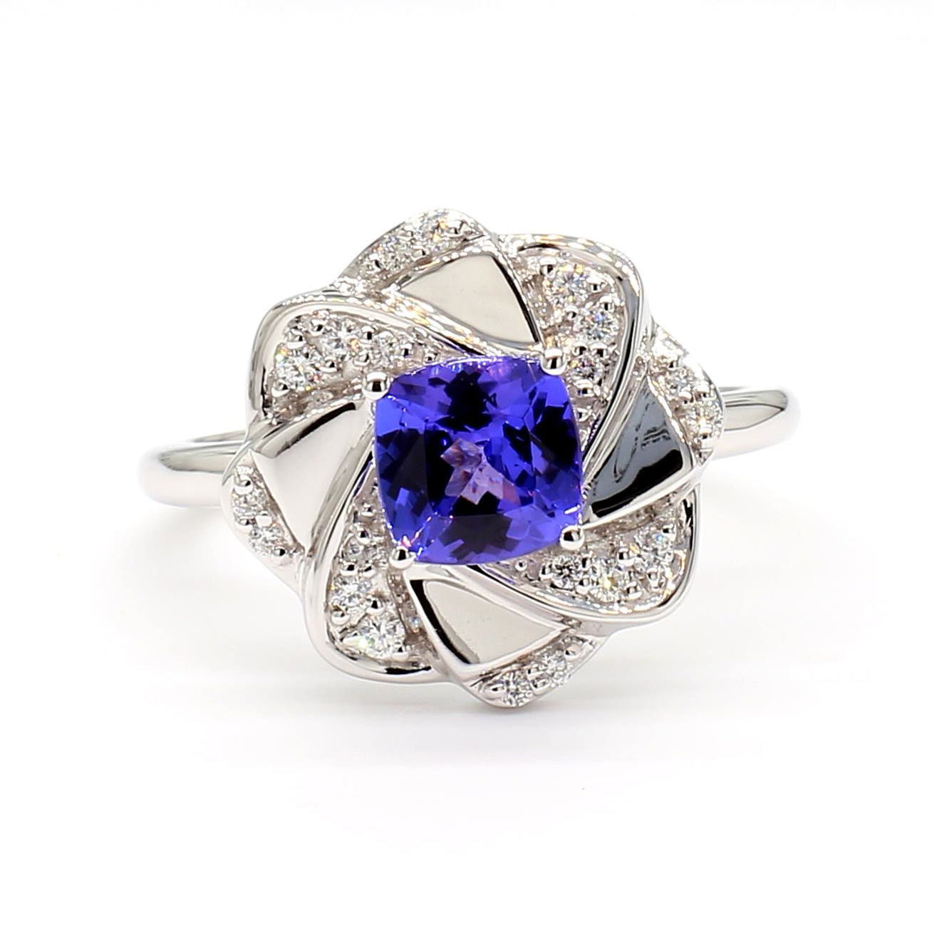 Natural Cushion Tanzanite & Diamond Ring product image 3