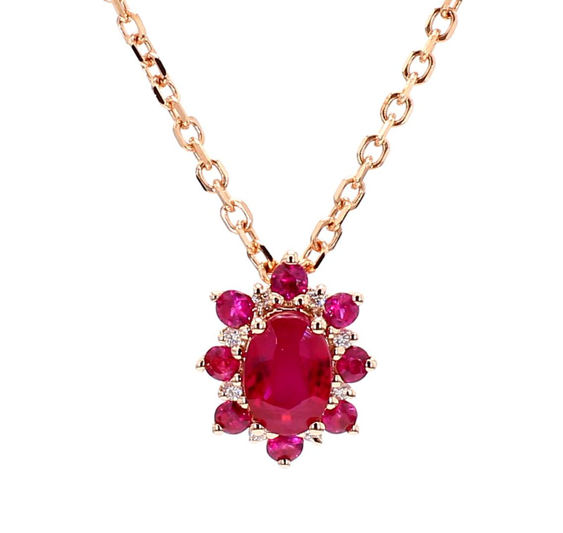 Natural Ruby & Diamond Floral Necklace product image 3