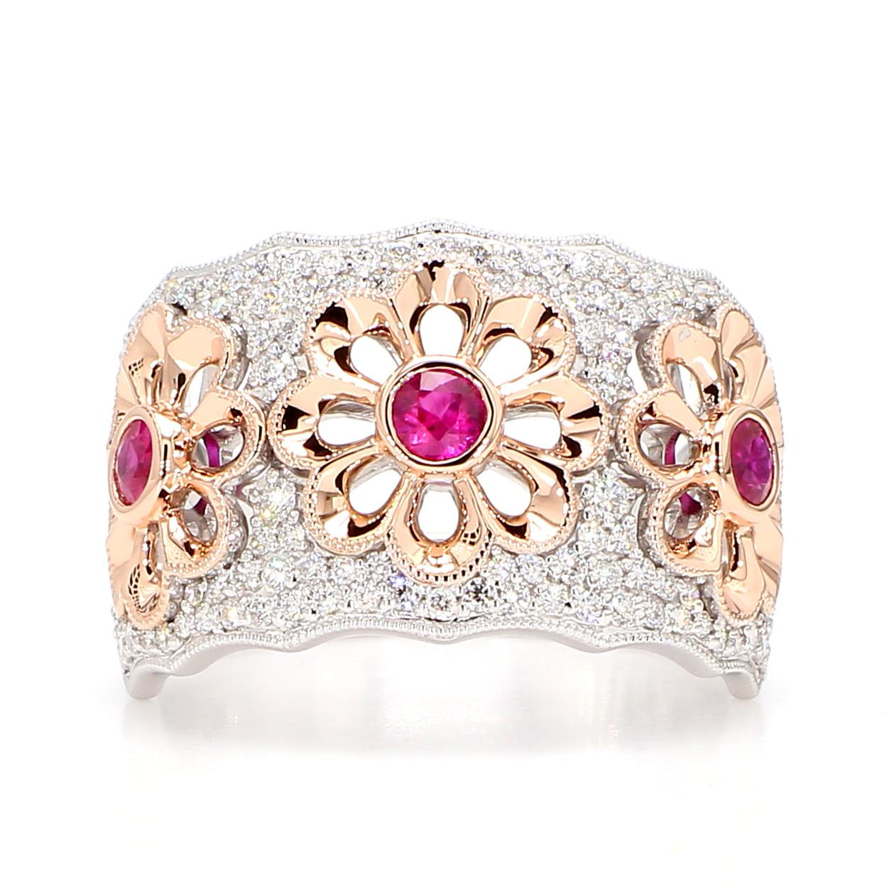 Natural Ruby & Diamond Floral Ring product image 3