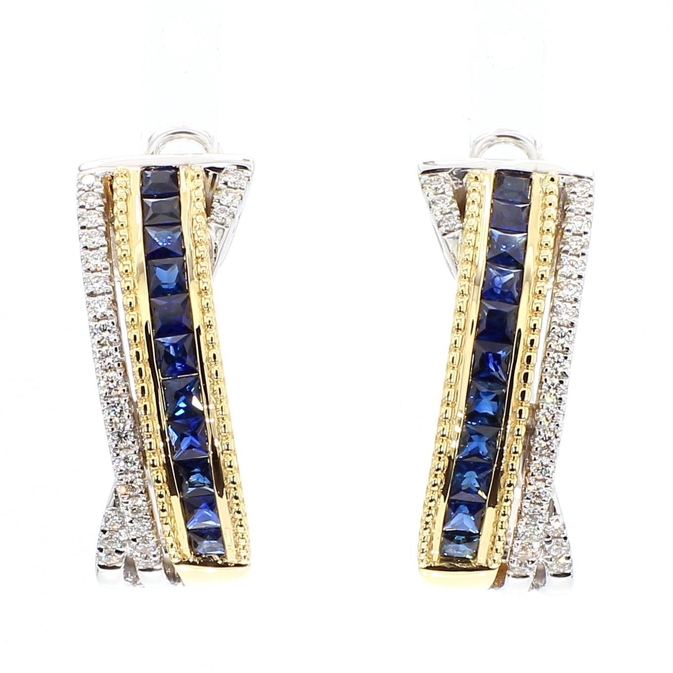 Natural Sapphire & Diamond Crossover Earrings product image 3