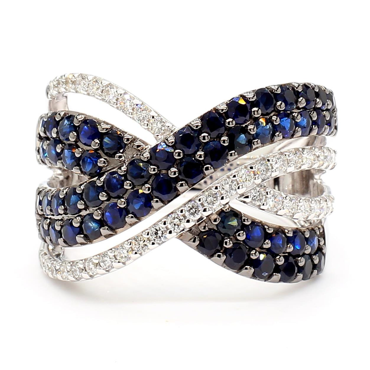 Natural Sapphire & White Diamond Crossover Band product image 3