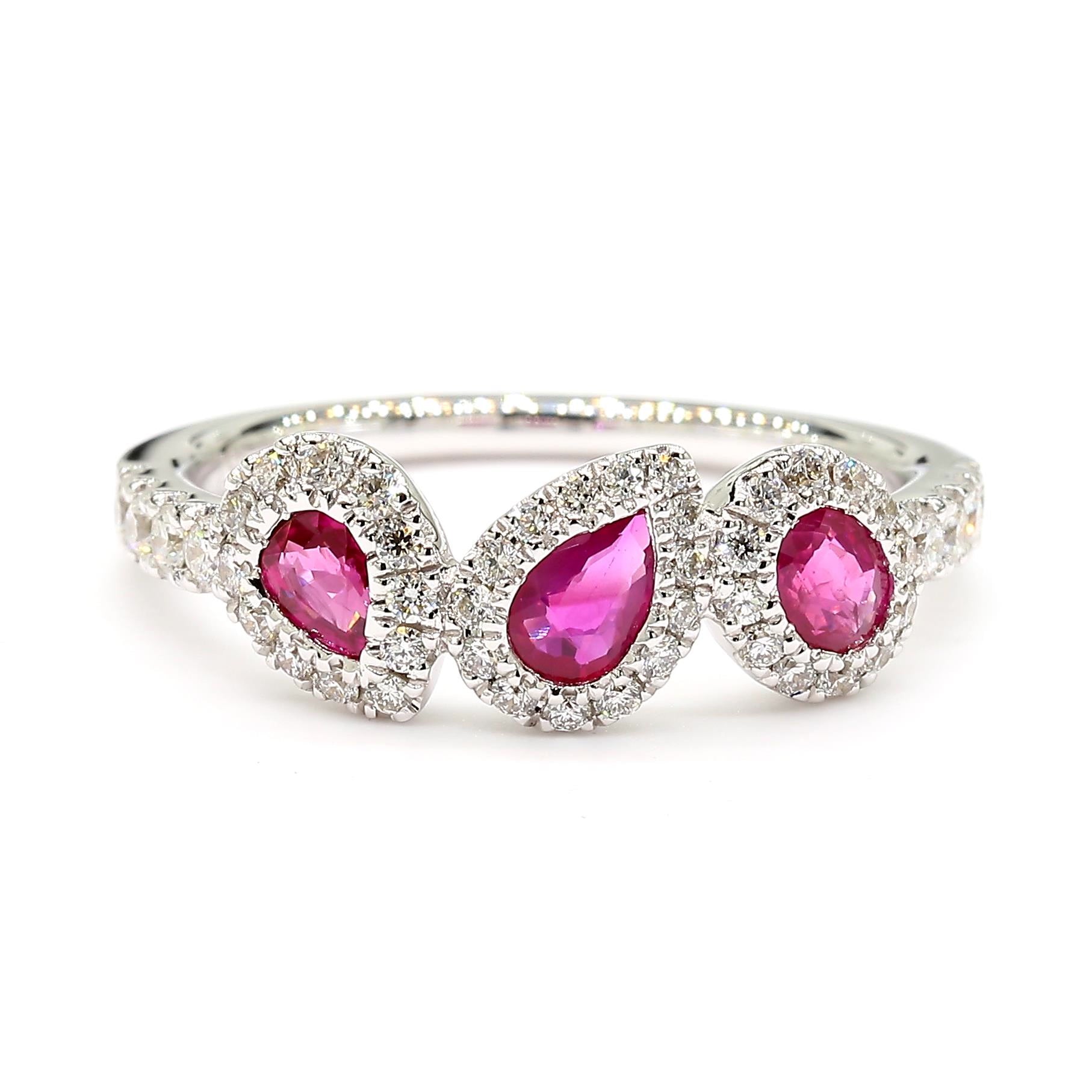 Natural Pear & Oval Ruby & White Diamond Ring product image 3
