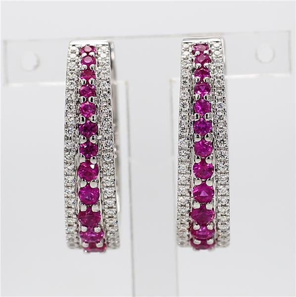 Natural Ruby & Diamond Hoop Earrings product image 3