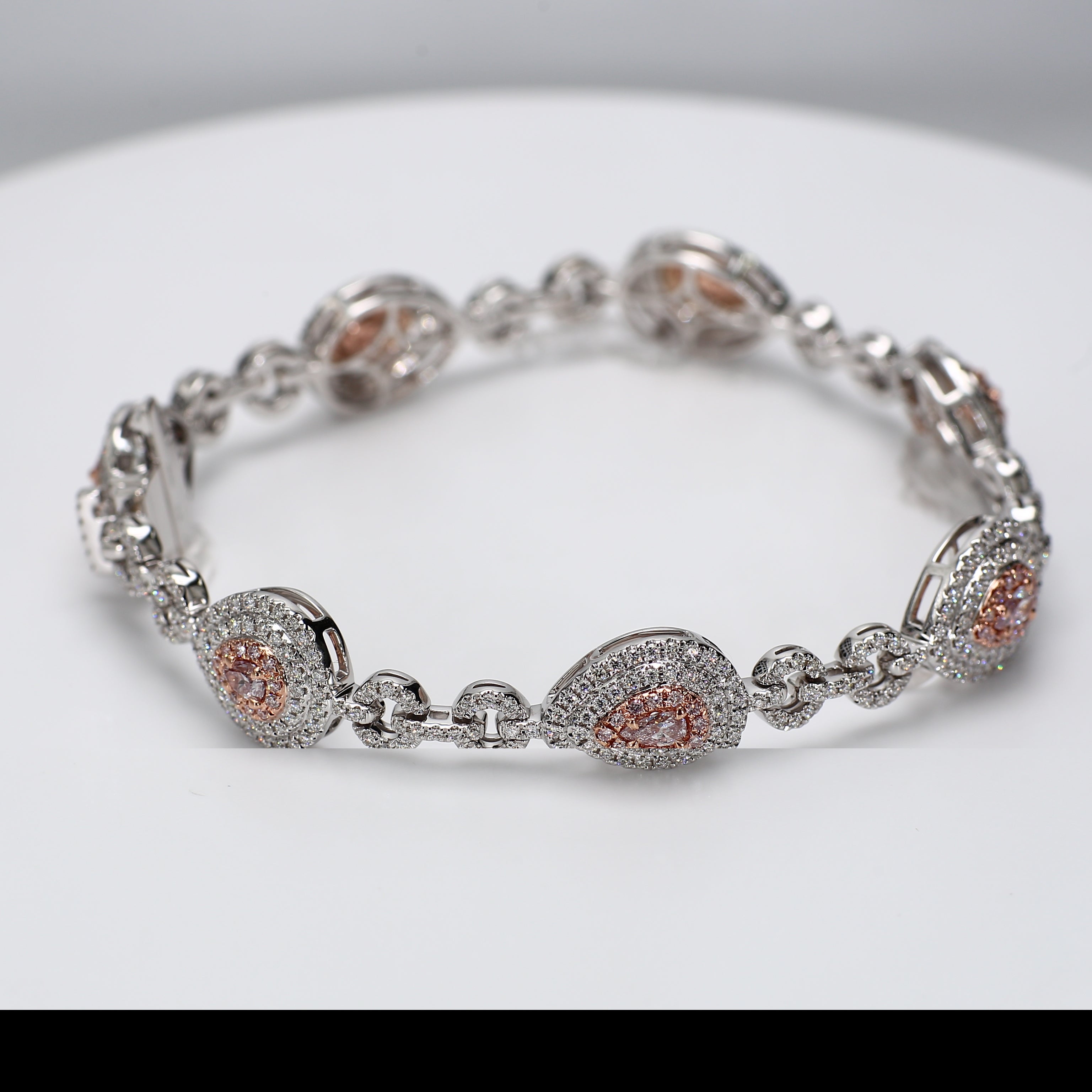 Natural Pink Pear Diamond Bracelet Gia Certified