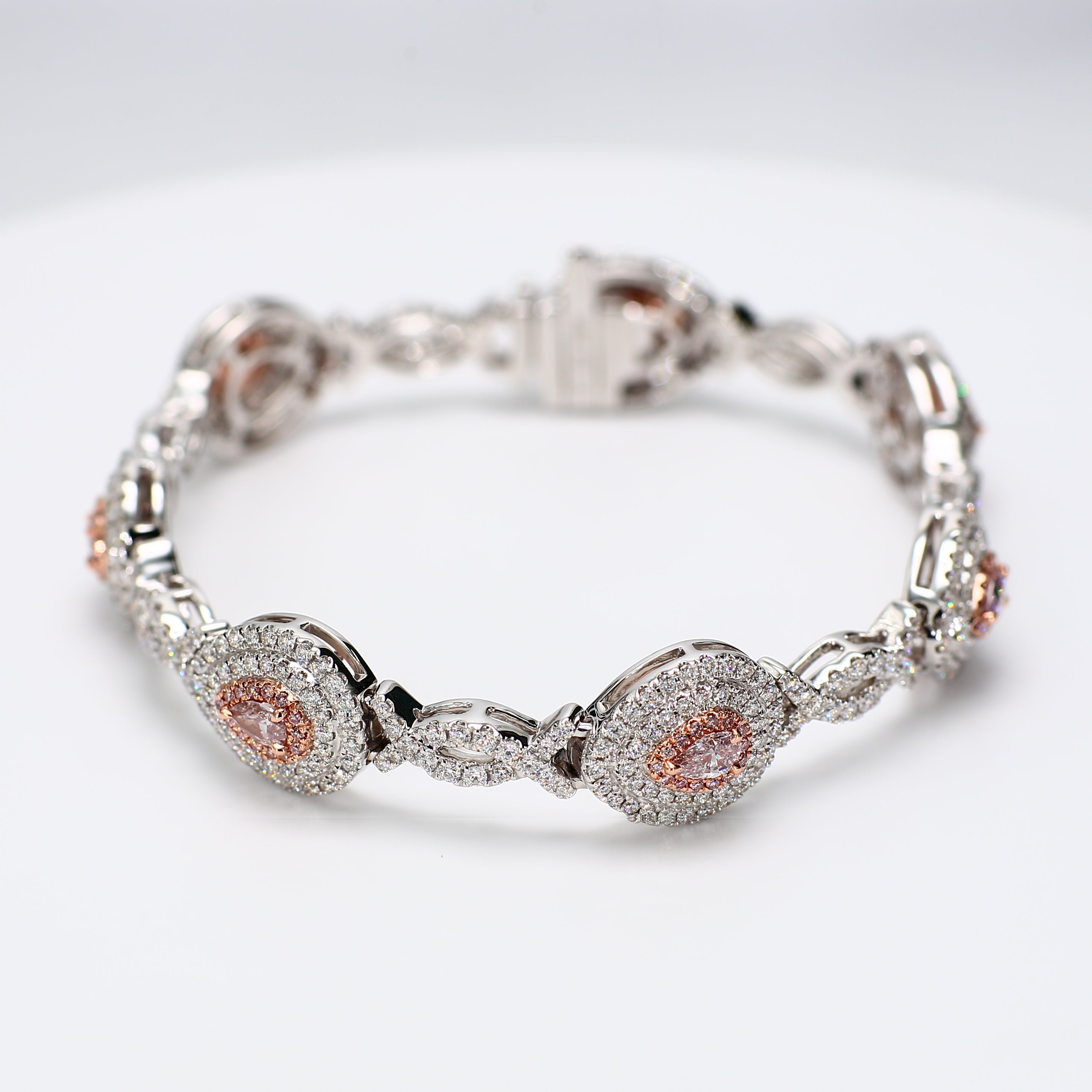 Natural Pink Pear Diamond Bracelet Gia Certified