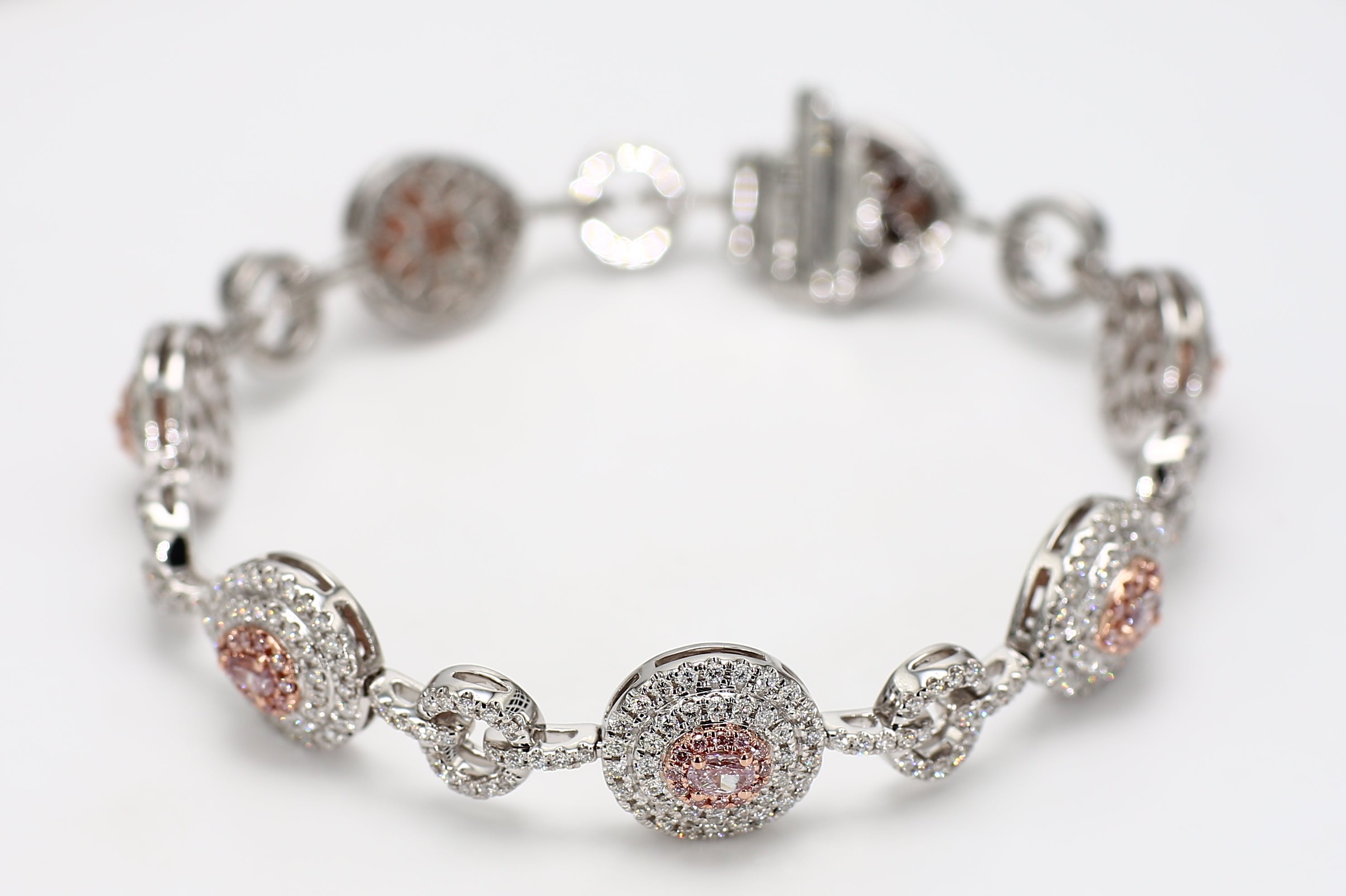Natural Pink Oval Diamond Bracelet Gia Certified