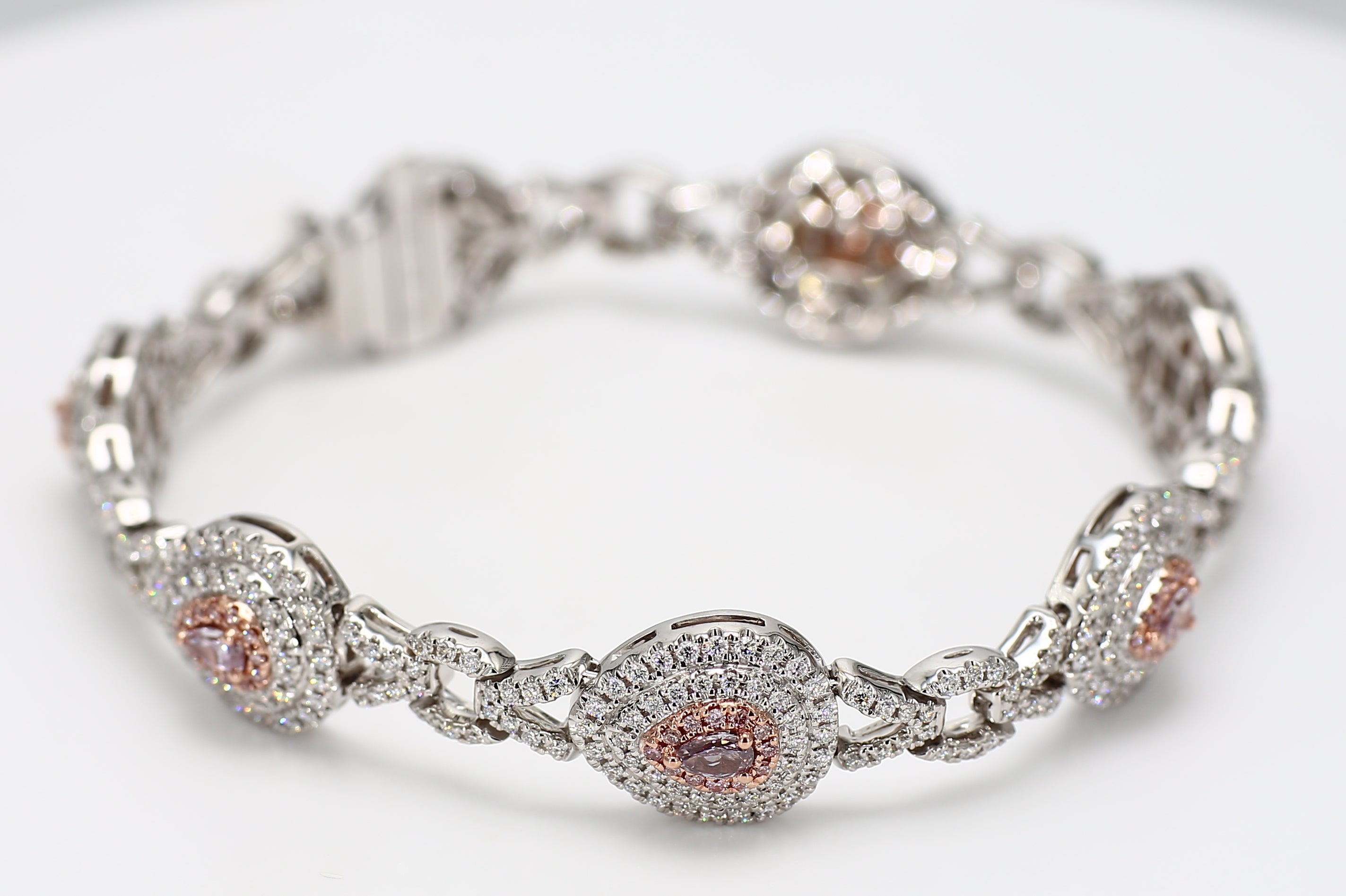 Natural Pink Pear Diamond Bracelet Gia Certified