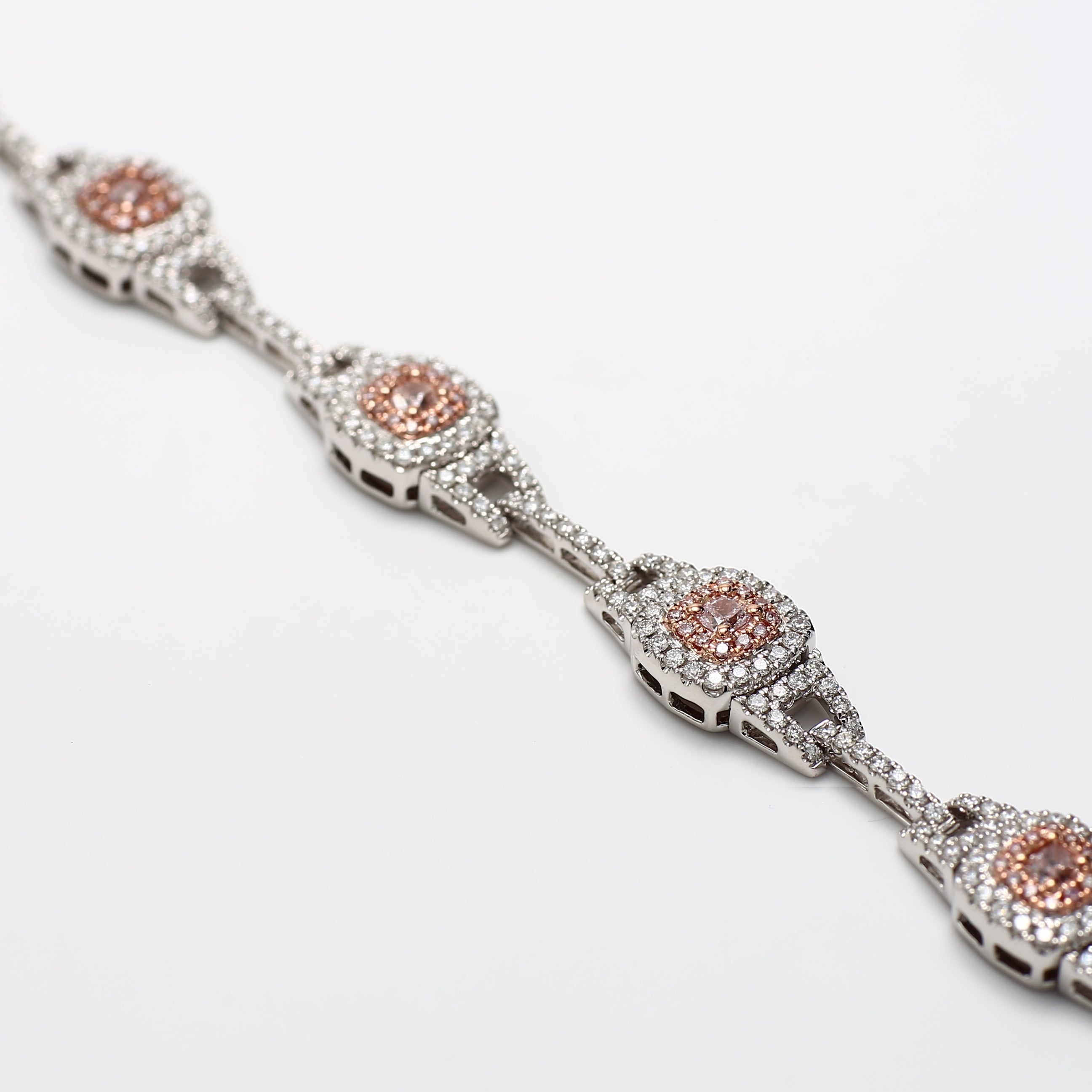 Natural Pink Cushion Diamond Bracelet Gia Certified