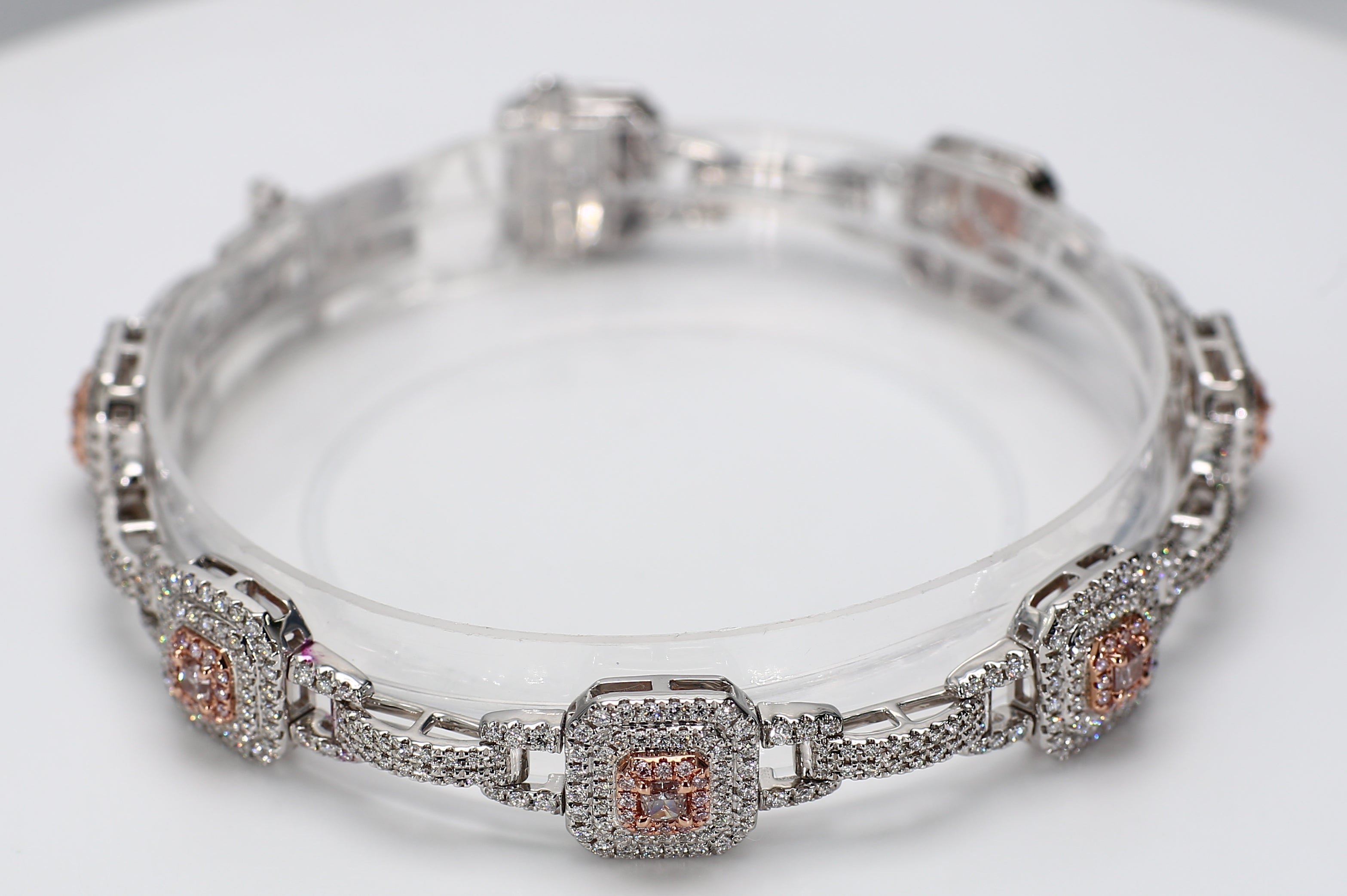 Natural Pink Radiant Diamond Bracelet Gia Certified