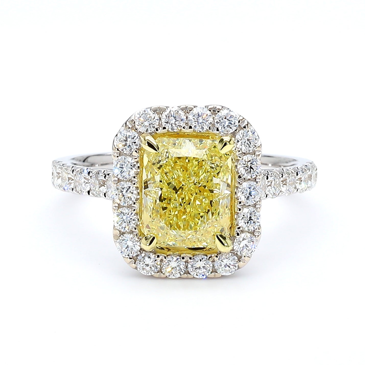 Natural Yellow Radiant Diamond Ring Gia Certified