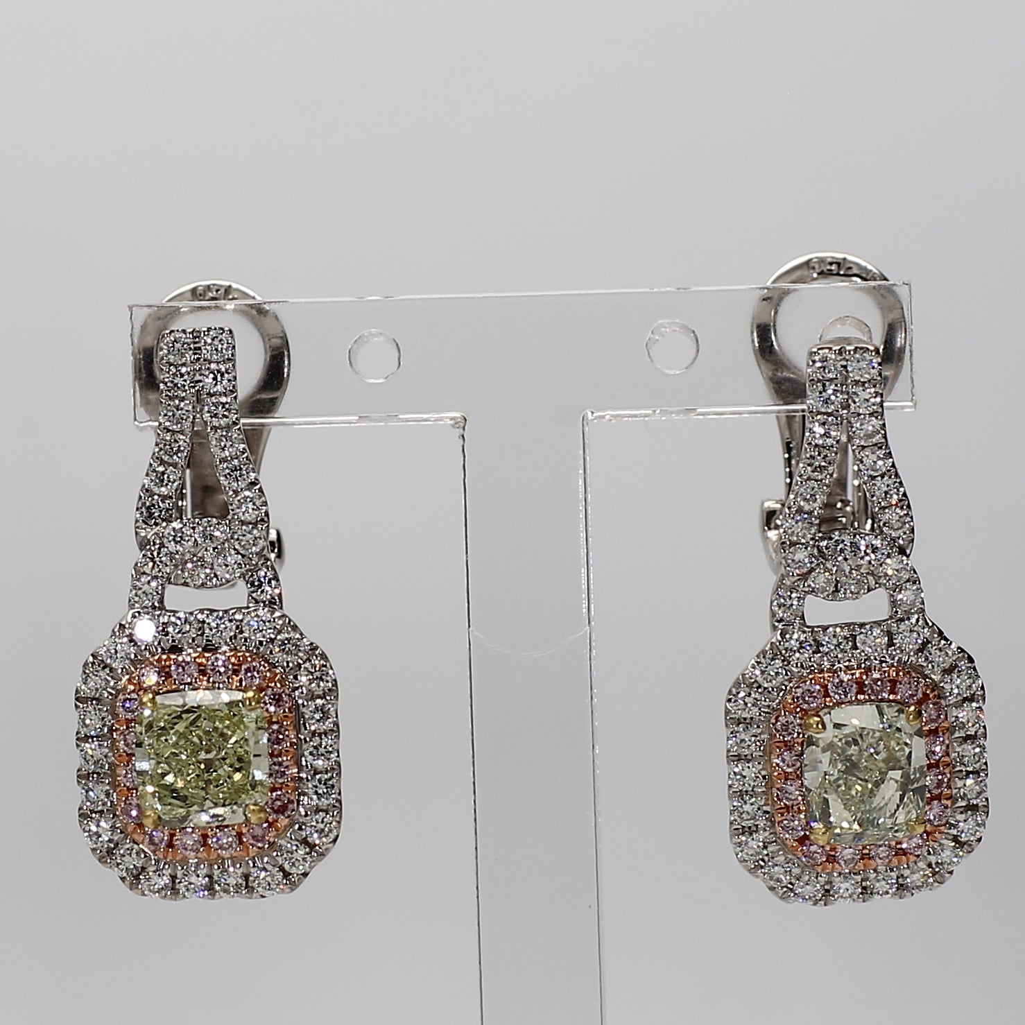 Natural Green Cushion Diamond Earring GIA Certified product image 1