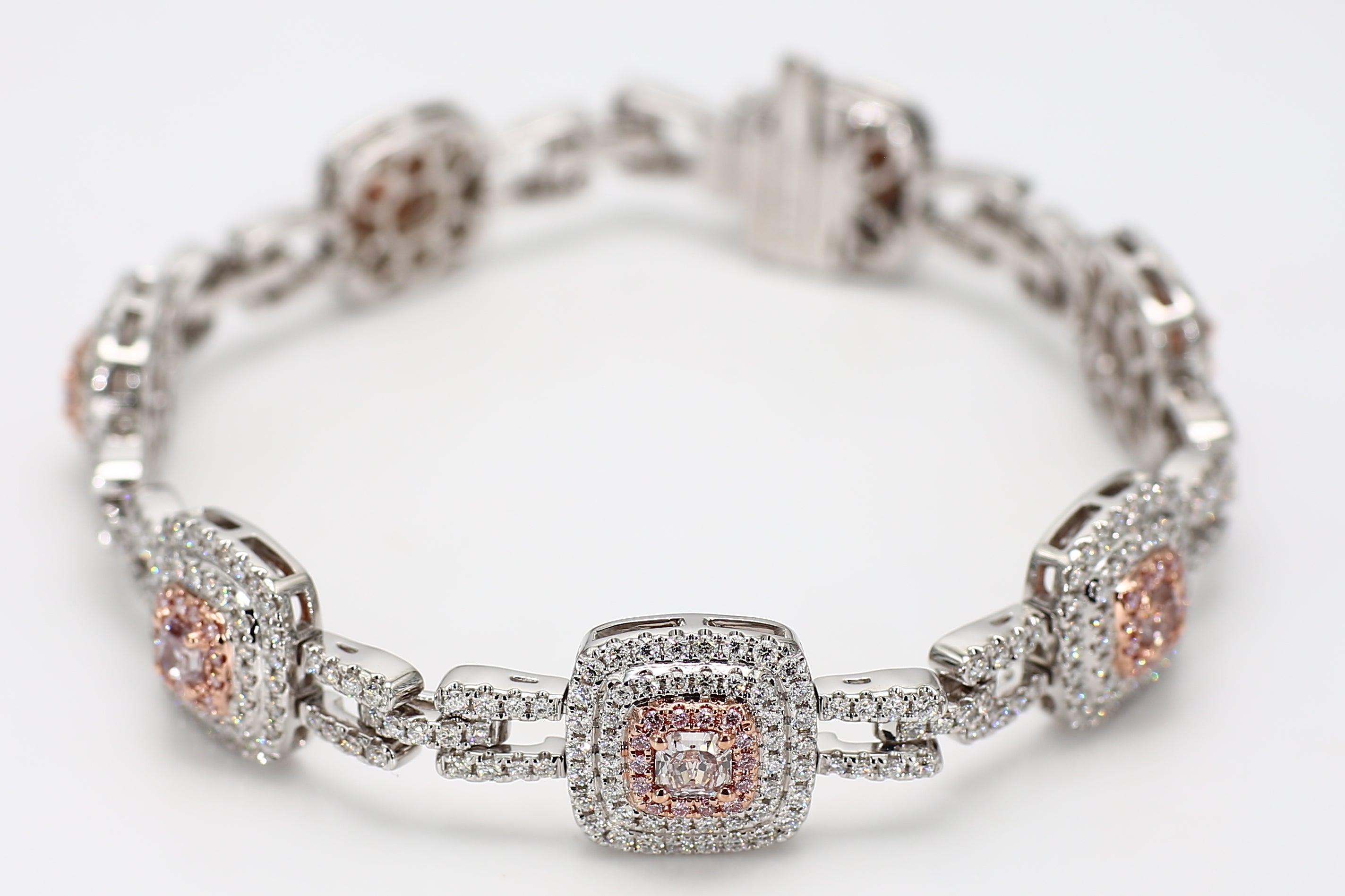 Natural Pink Cushion Diamond Bracelet Gia Certified