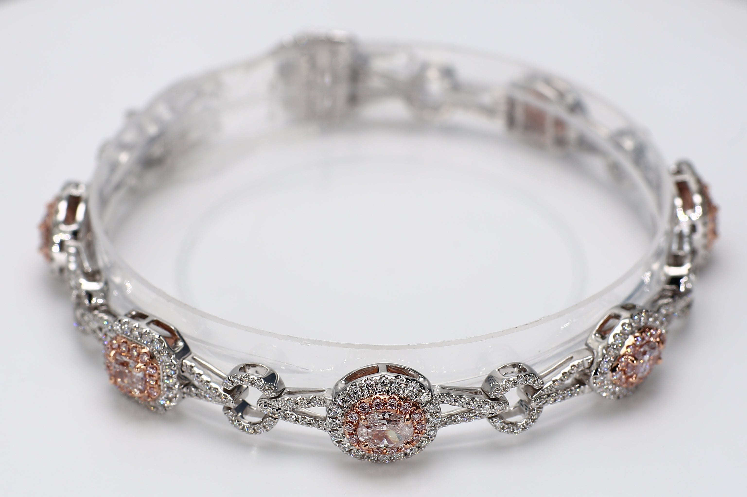 Natural Pink Cushion Diamond Bracelet Gia Certified