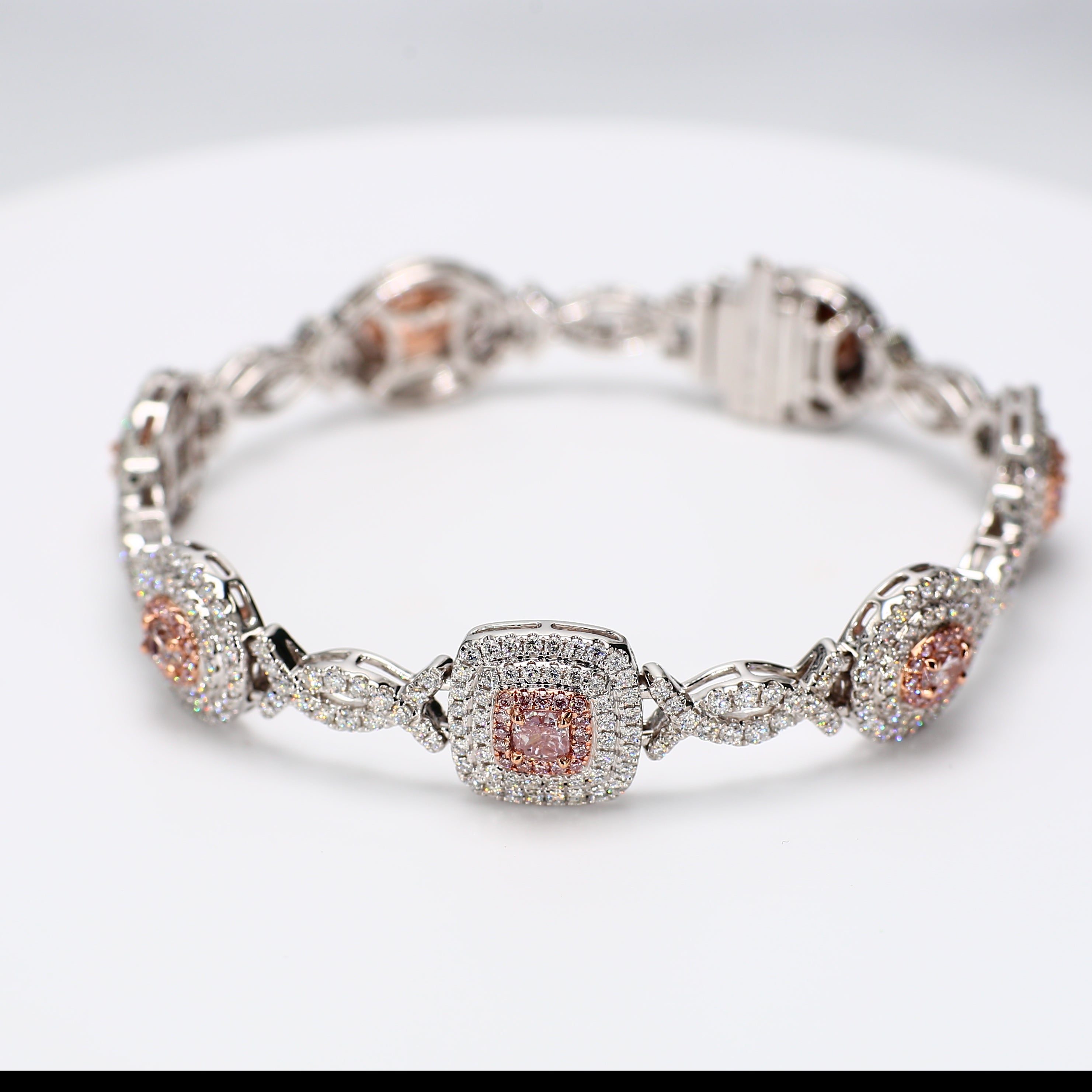 Natural Pink Cushion Diamond Bracelet Gia Certified