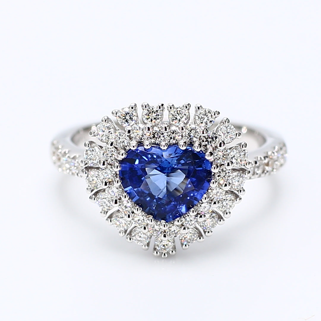 Natural Blue Heart Sapphire & White Diamond Ring product image 1