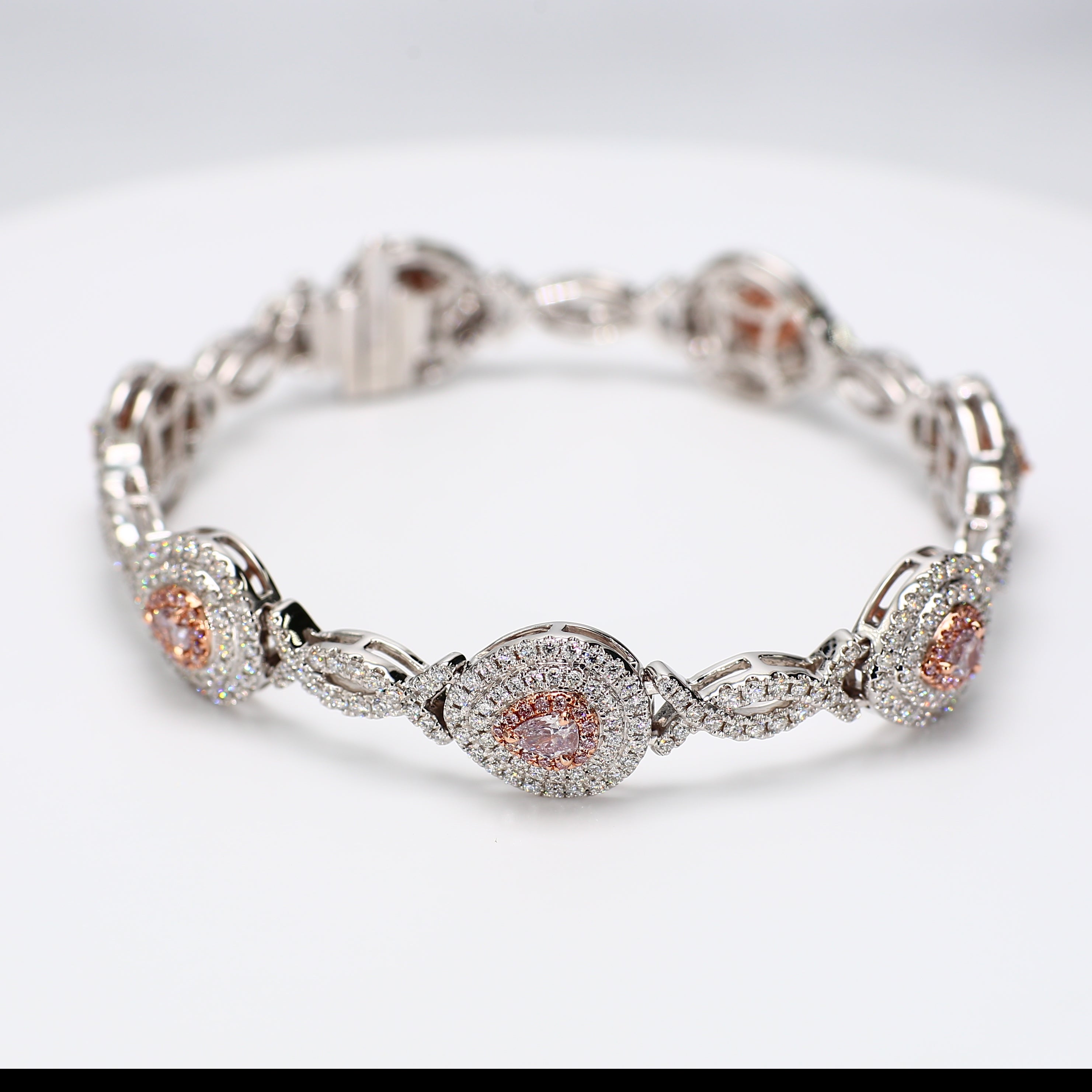 Natural Pink Pear Diamond Bracelet Gia Certified