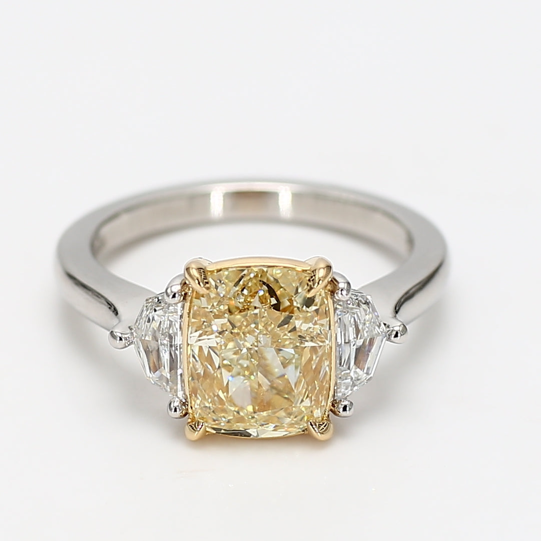 Natural Yellow Cushion Diamond Ring GIA Certified product image 1