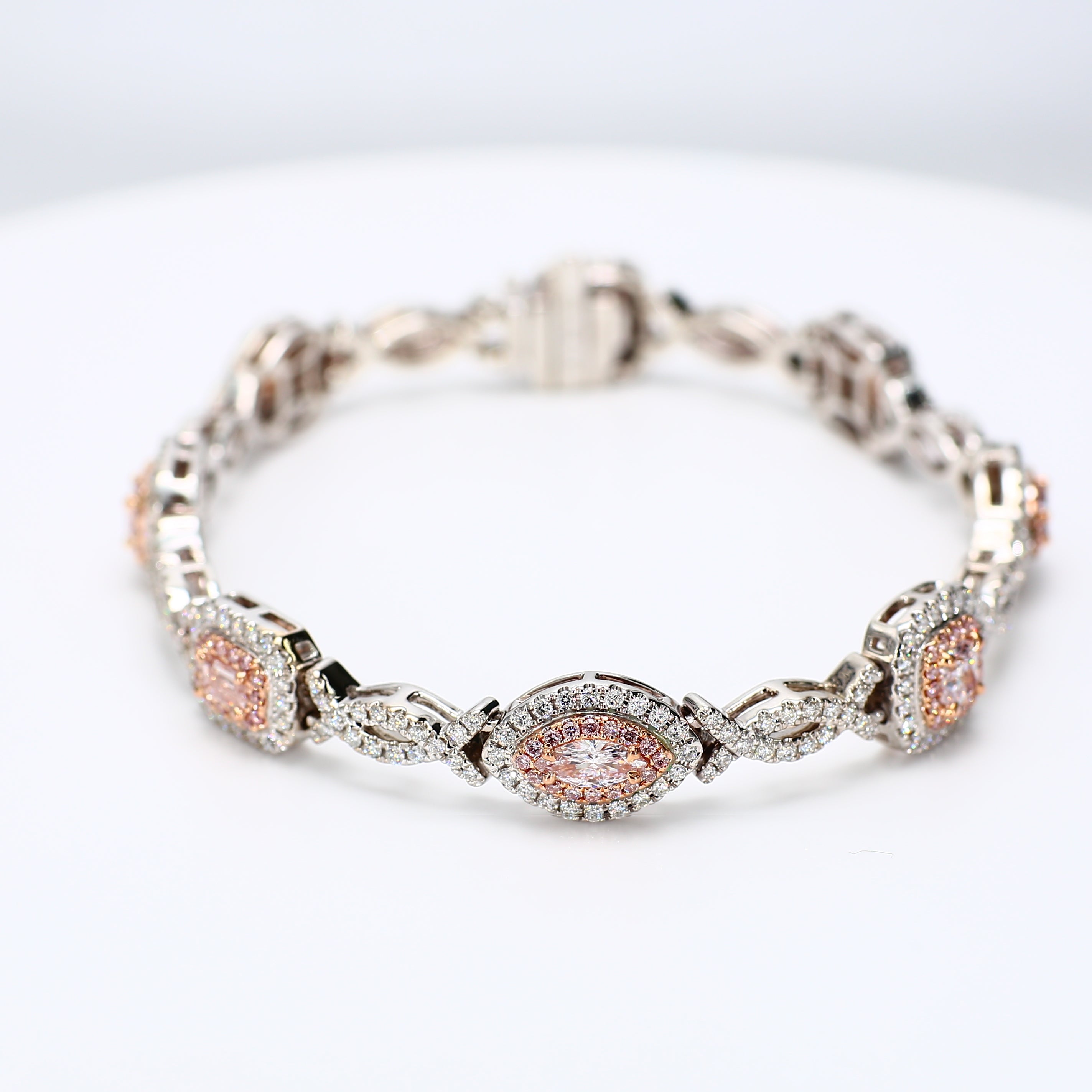 Natural Pink Cushion Diamond Bracelet Gia Certified
