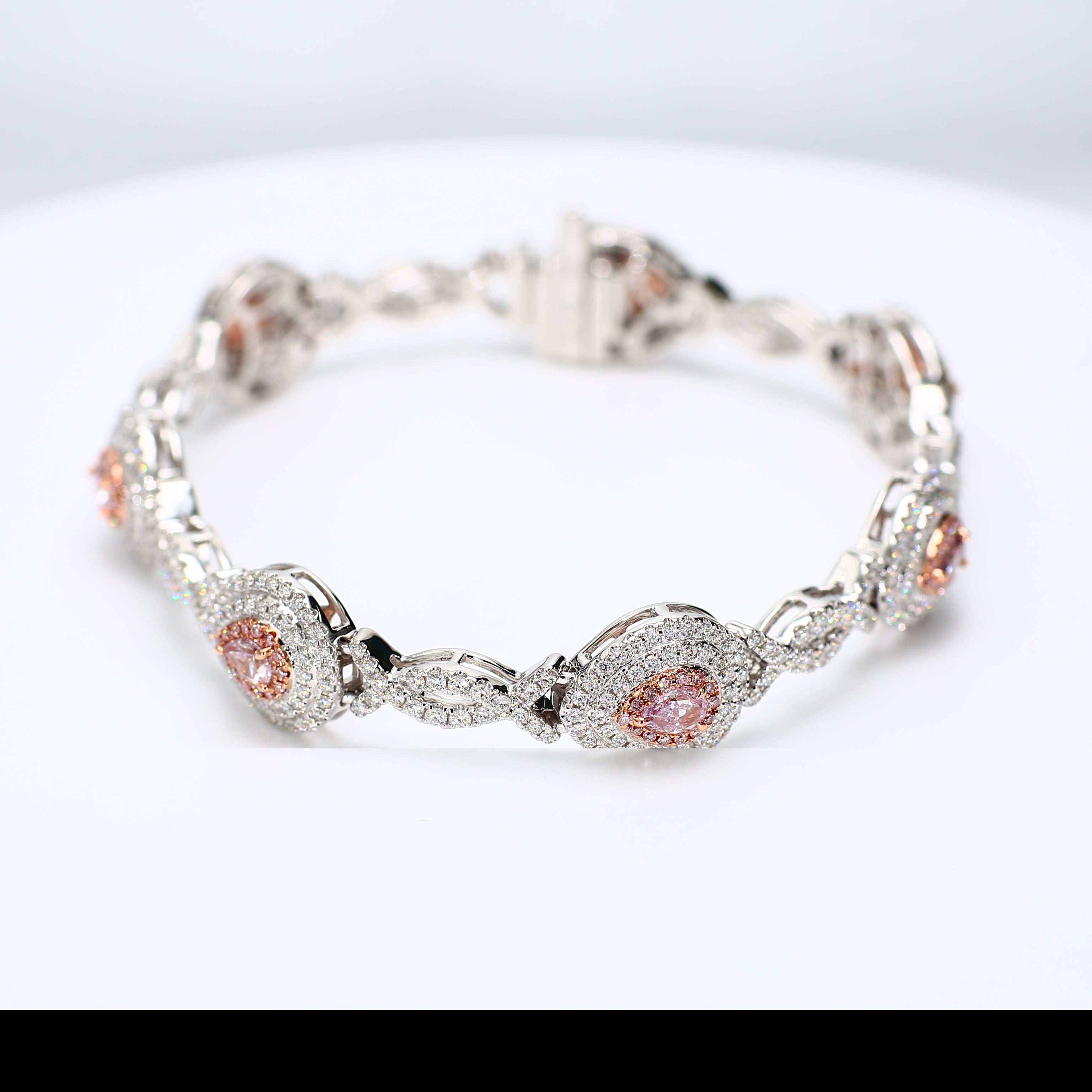 Natural Pink Pear Diamond Bracelet Gia Certified