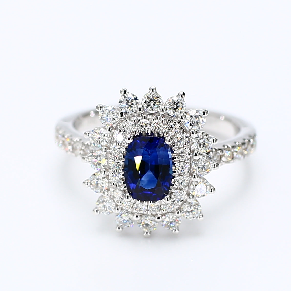Natural Blue Cushion Sapphire & White Diamond Ring product image 1