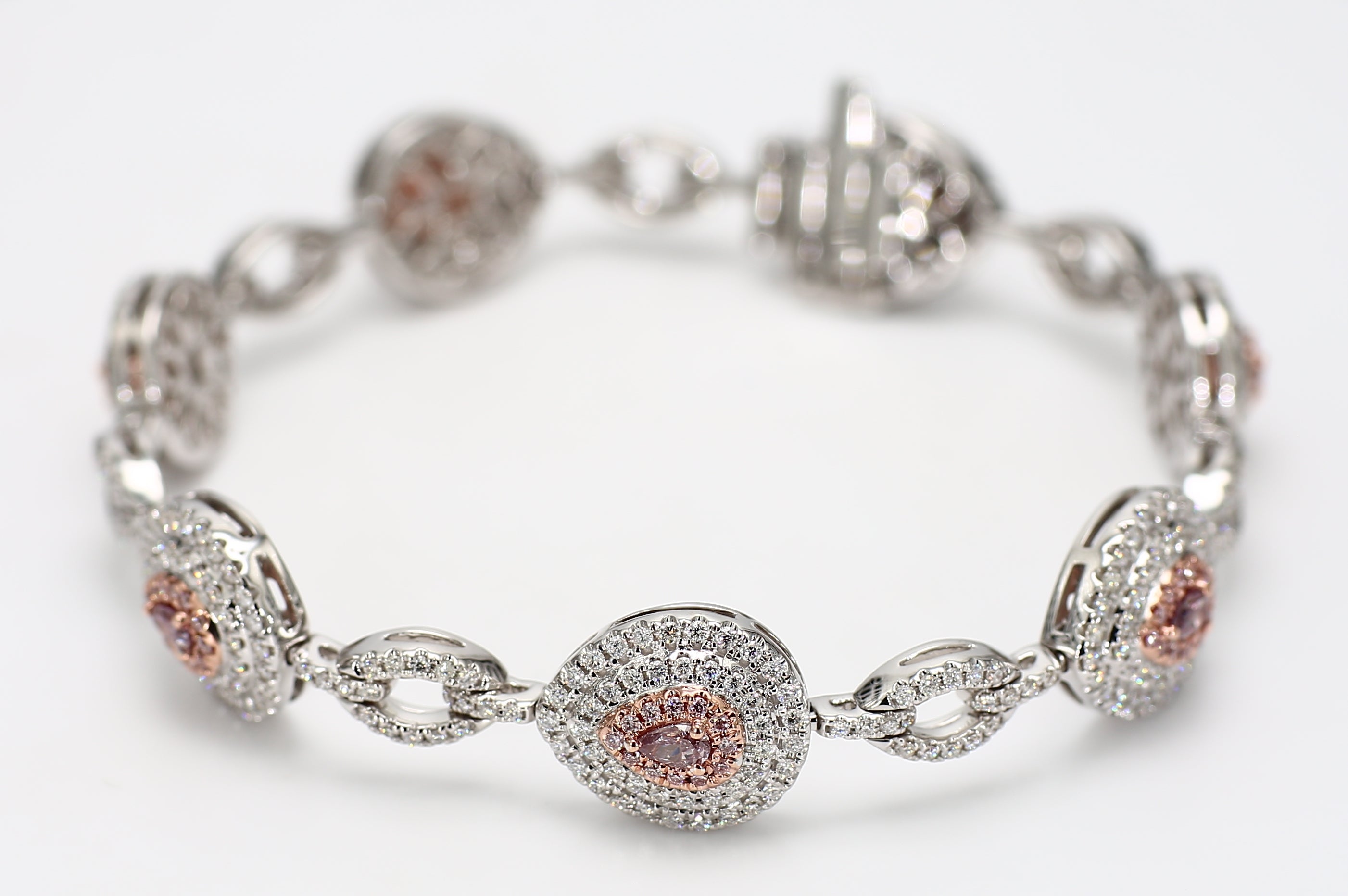 Natural Purple Pear Diamond Bracelet Gia Certified