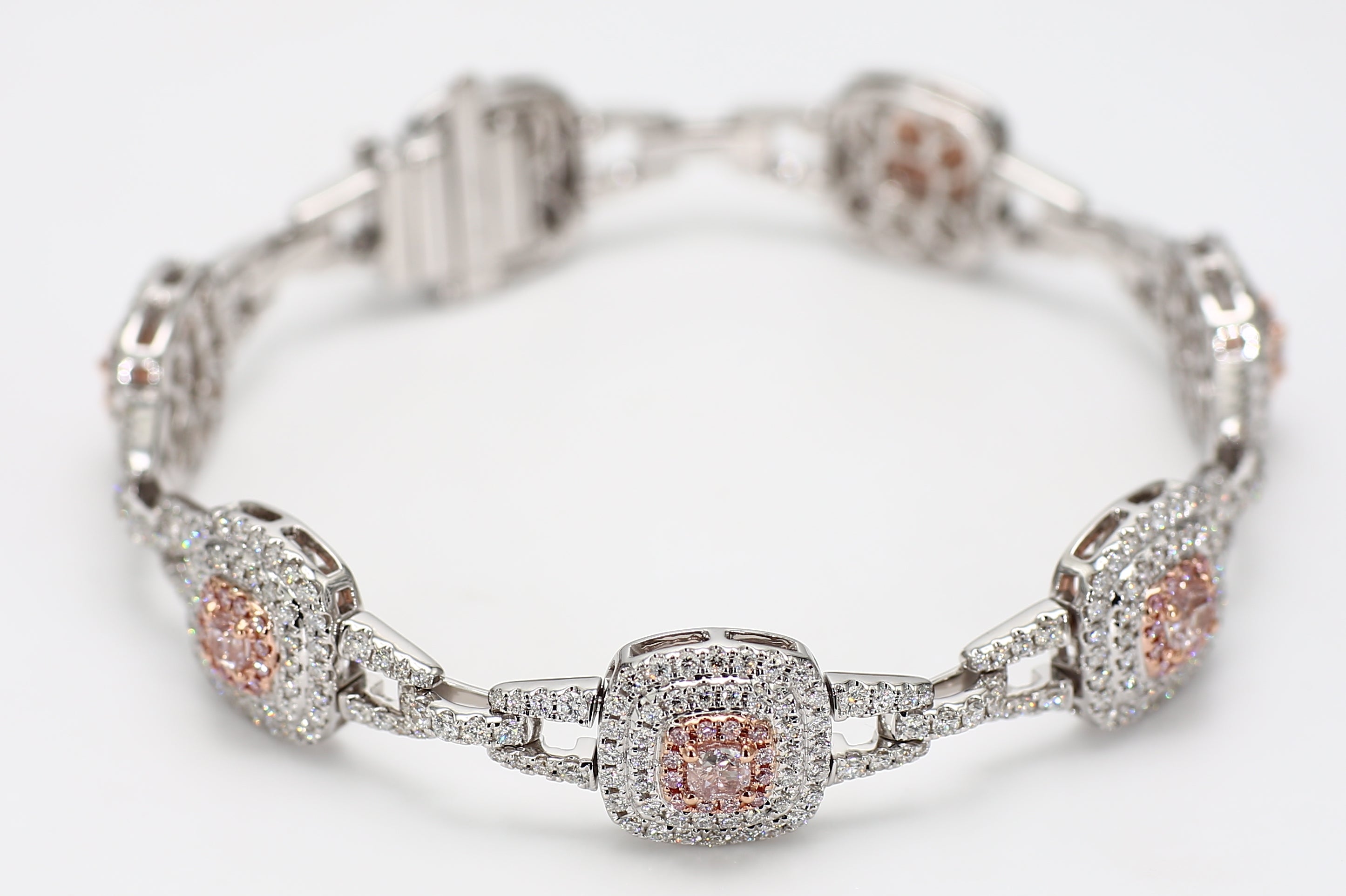 Natural Pink Radiant Diamond Bracelet Gia Certified