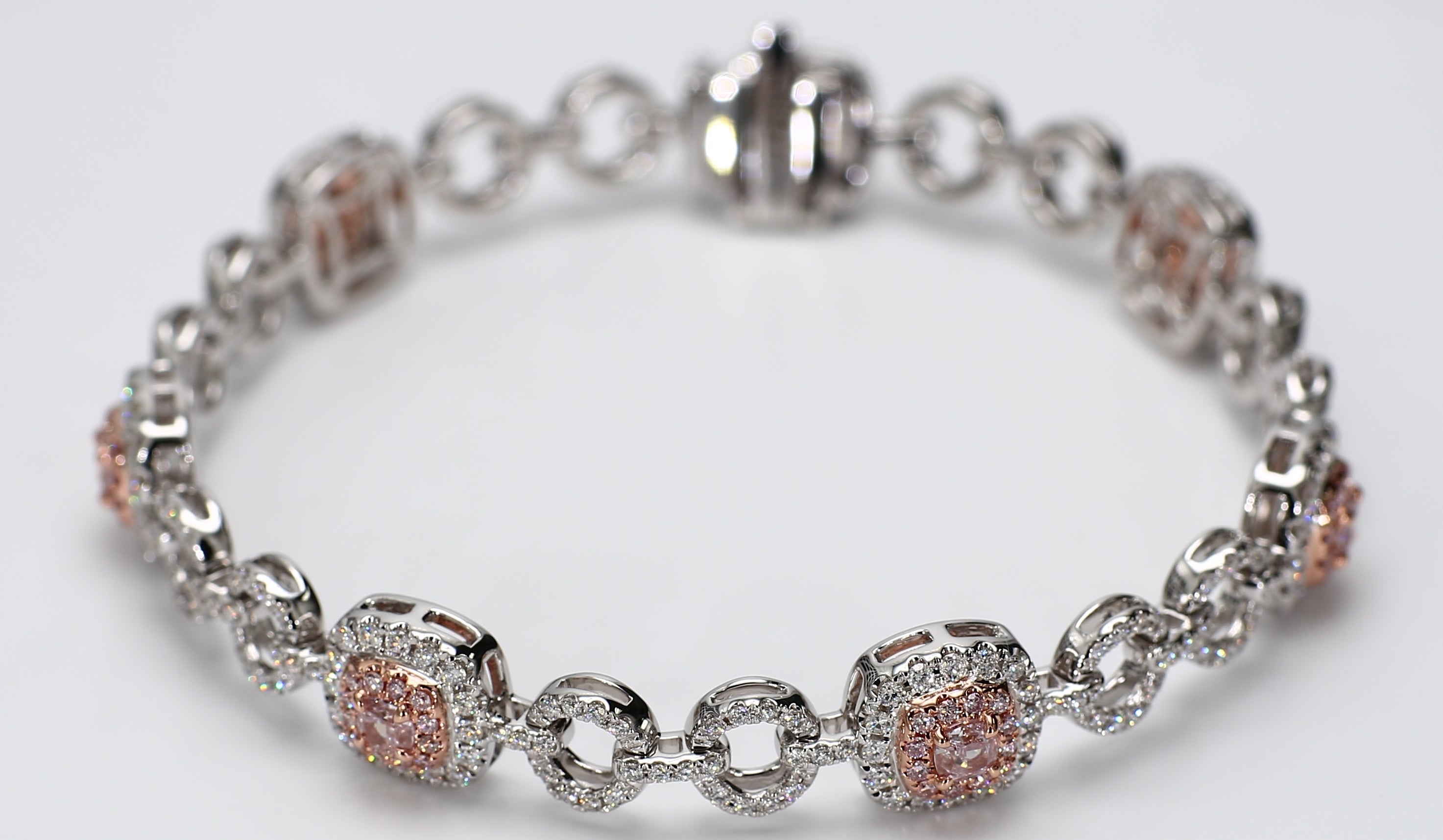 Natural Pink Cushion Diamond Bracelet Gia Certified